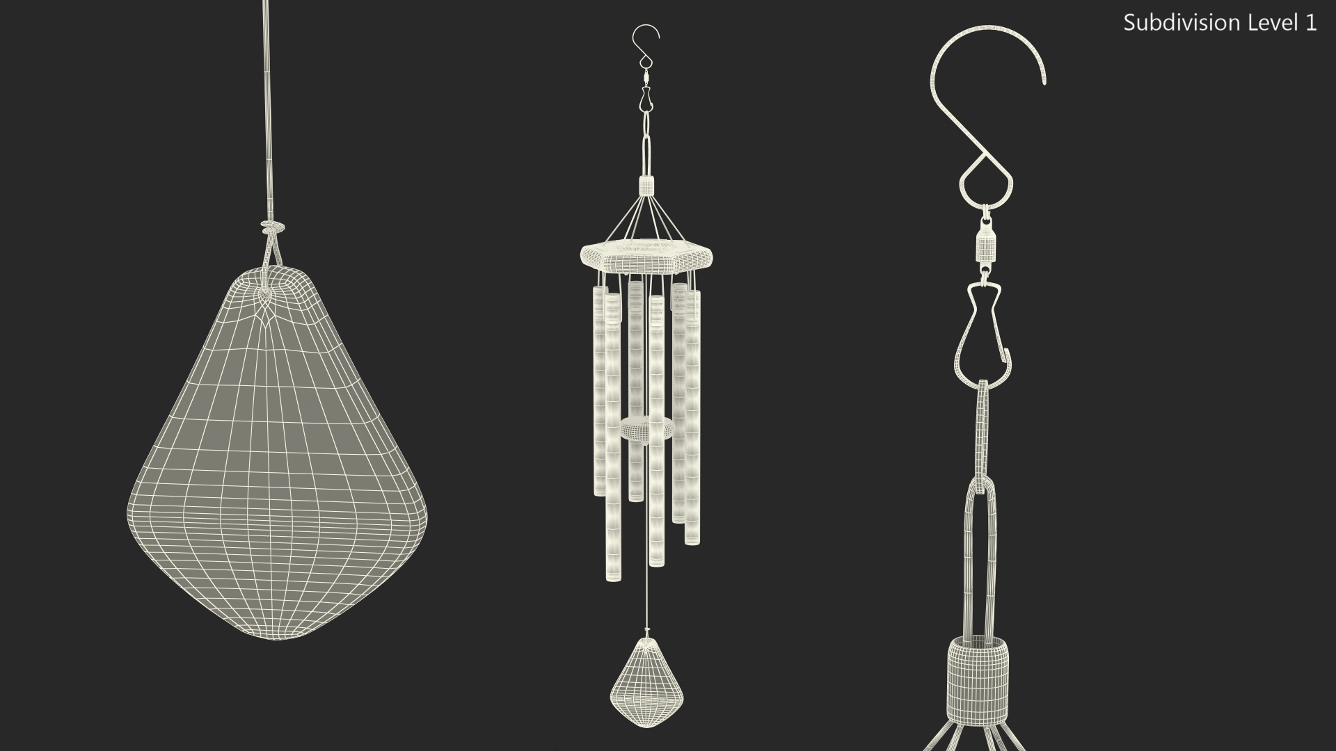 Chrome Plated Wind Chime 3D model