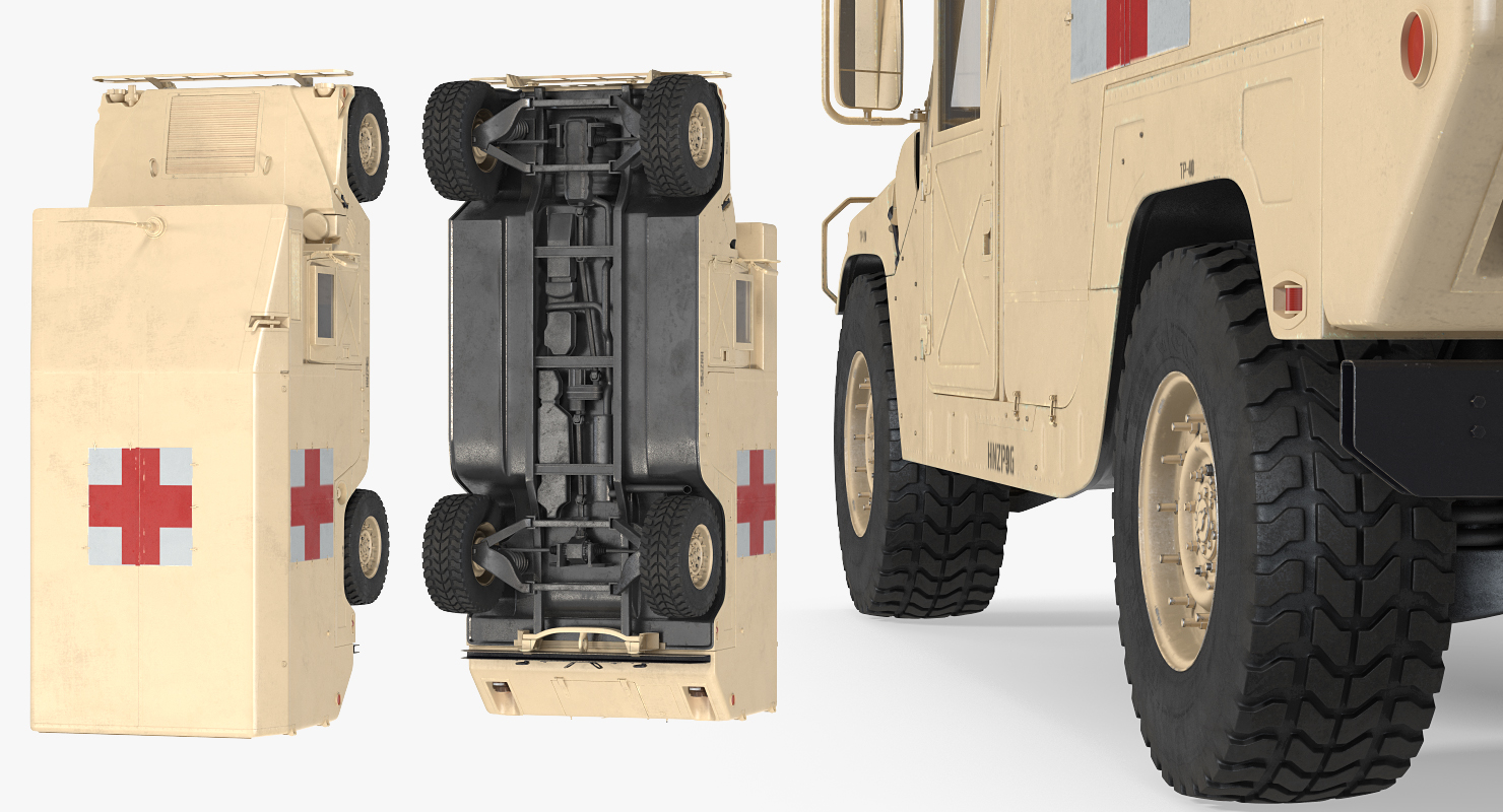 3D Ambulance Car HMMWV m997 Desert