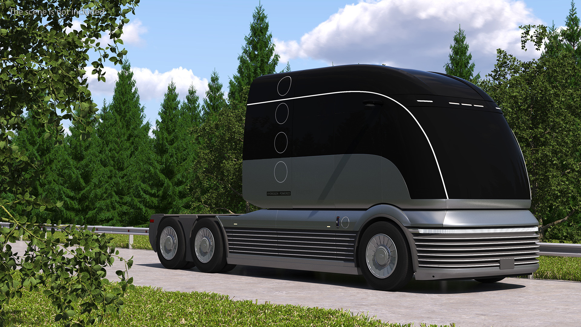 3D model Futuristic Hydrogen Powered Semi Truck Rigged