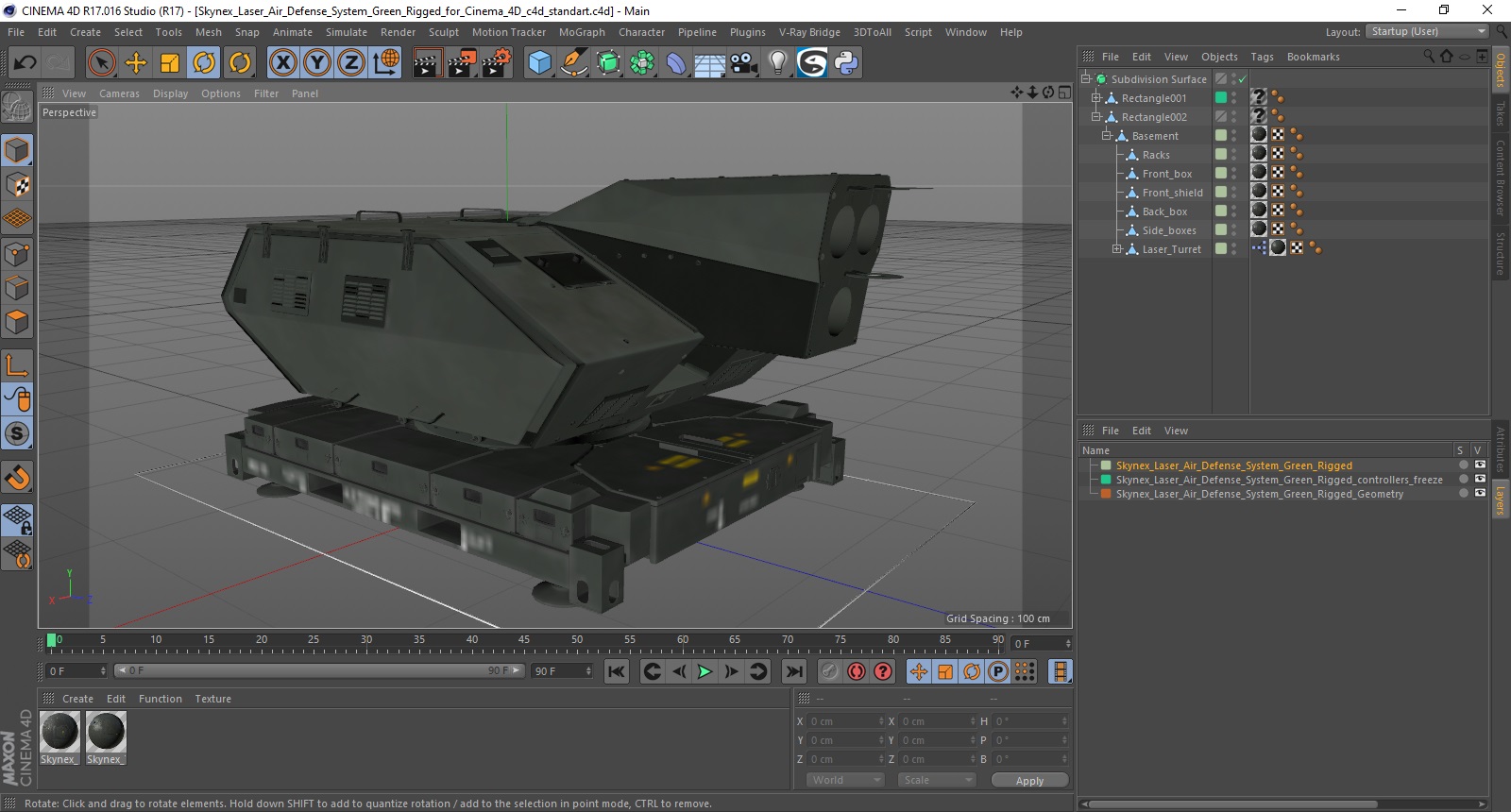 3D Skynex Laser Air Defense System Green Rigged for Cinema 4D model