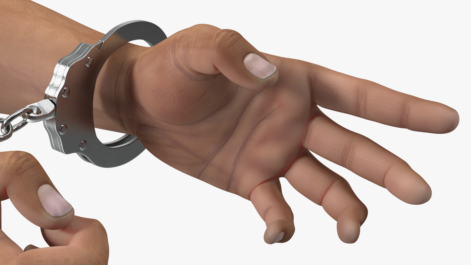 3D Man Hands with Short Chain Handcuffs