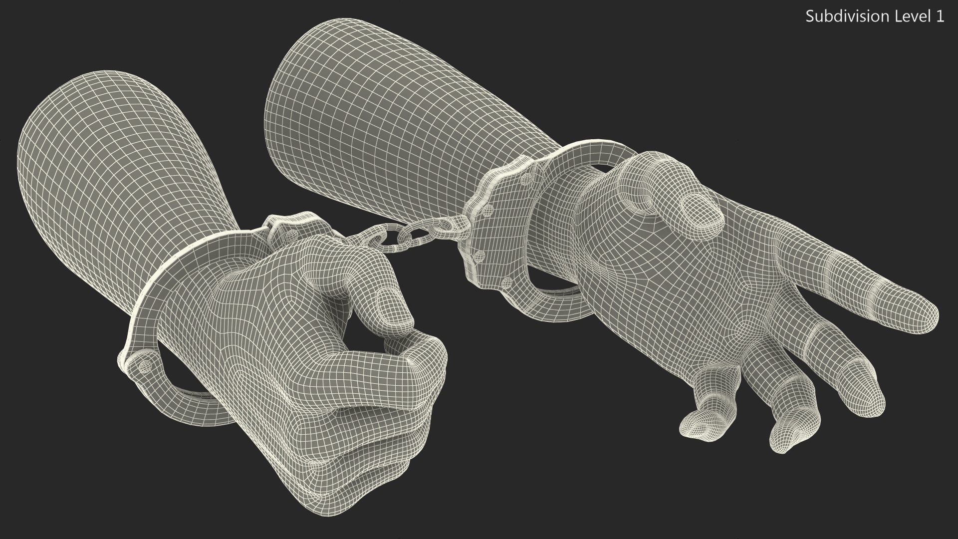 3D Man Hands with Short Chain Handcuffs