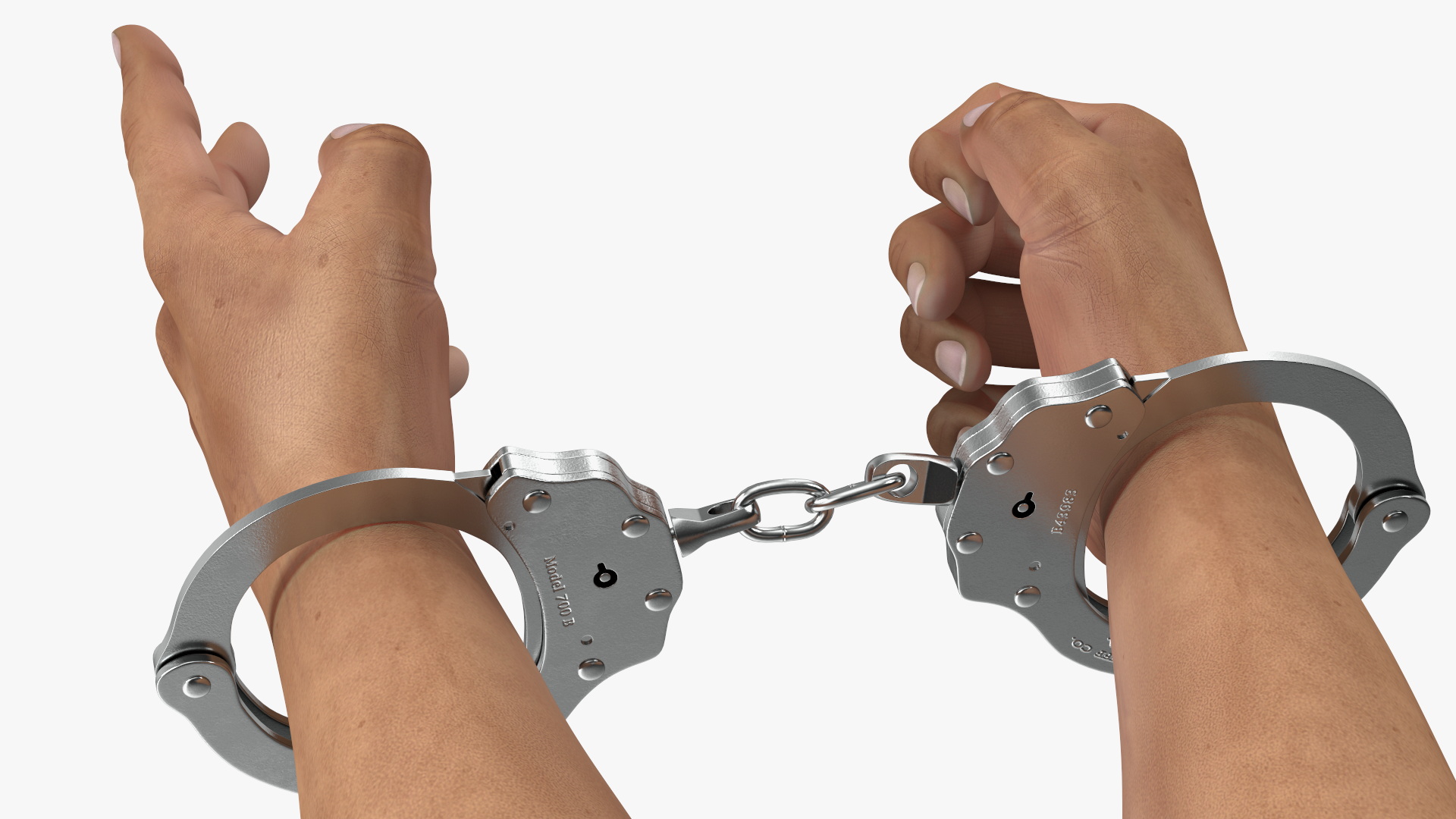 3D Man Hands with Short Chain Handcuffs