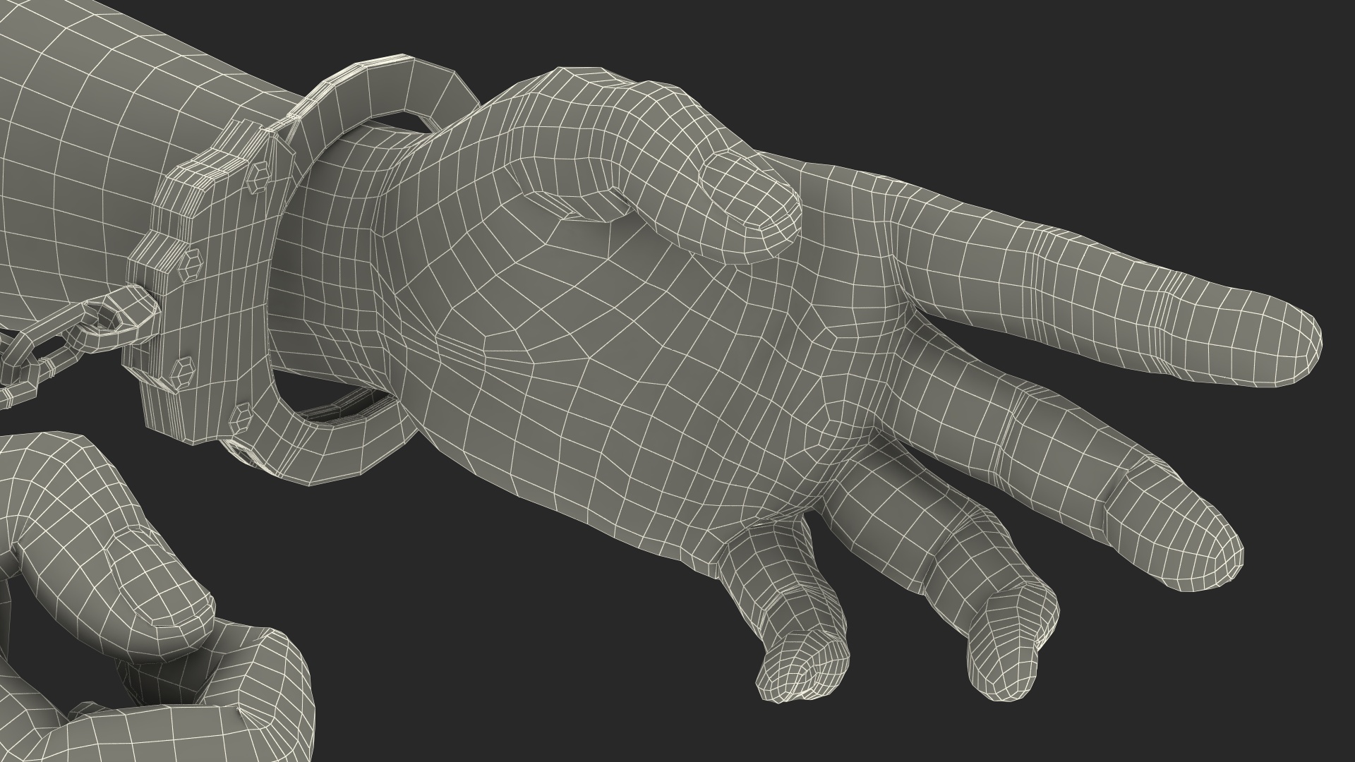 3D Man Hands with Short Chain Handcuffs