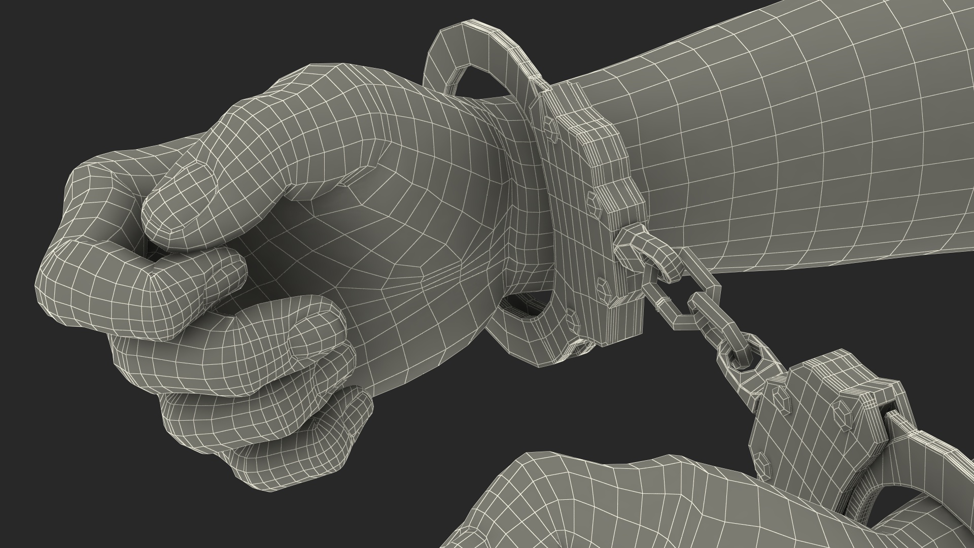 3D Man Hands with Short Chain Handcuffs
