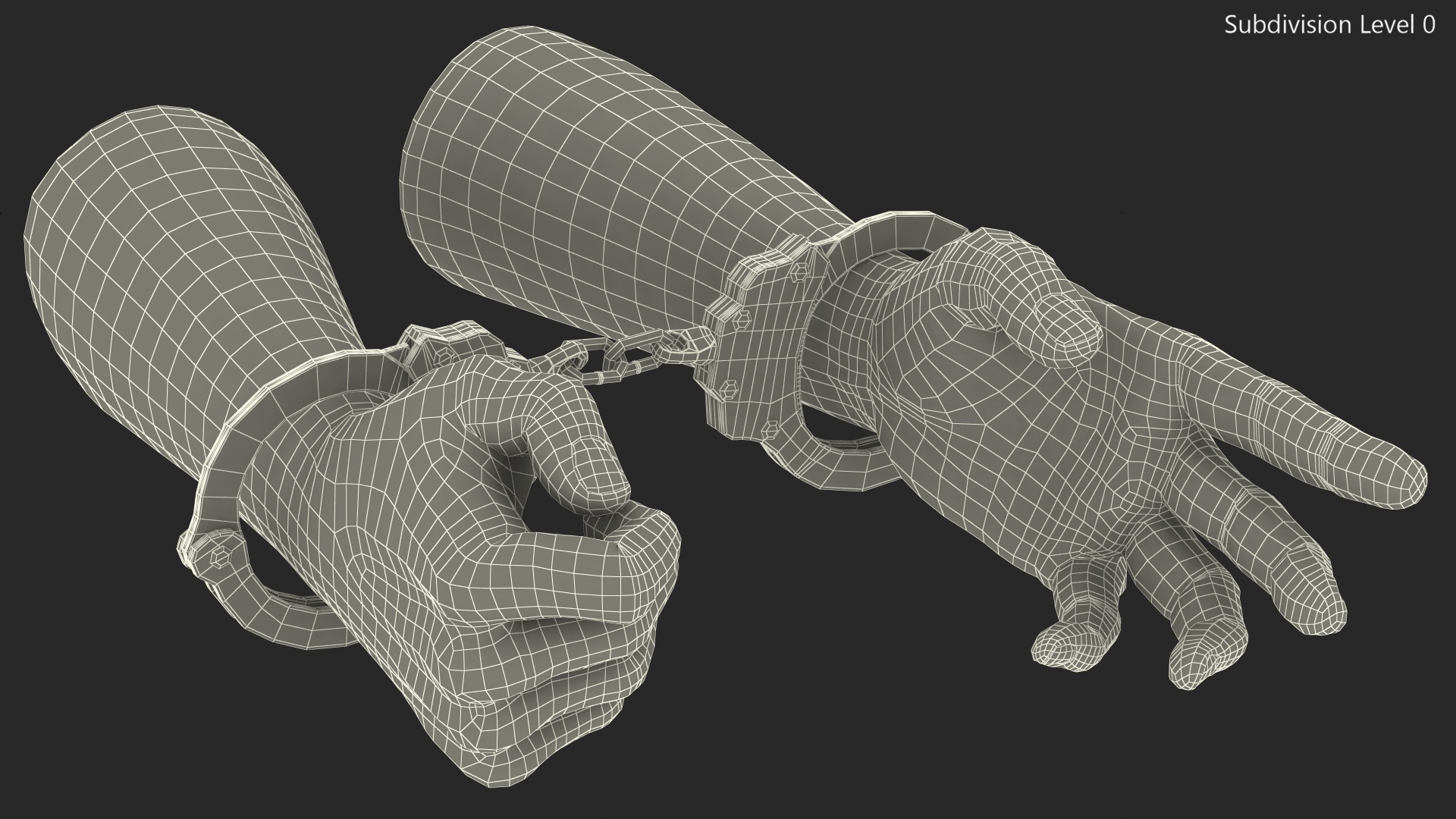 3D Man Hands with Short Chain Handcuffs