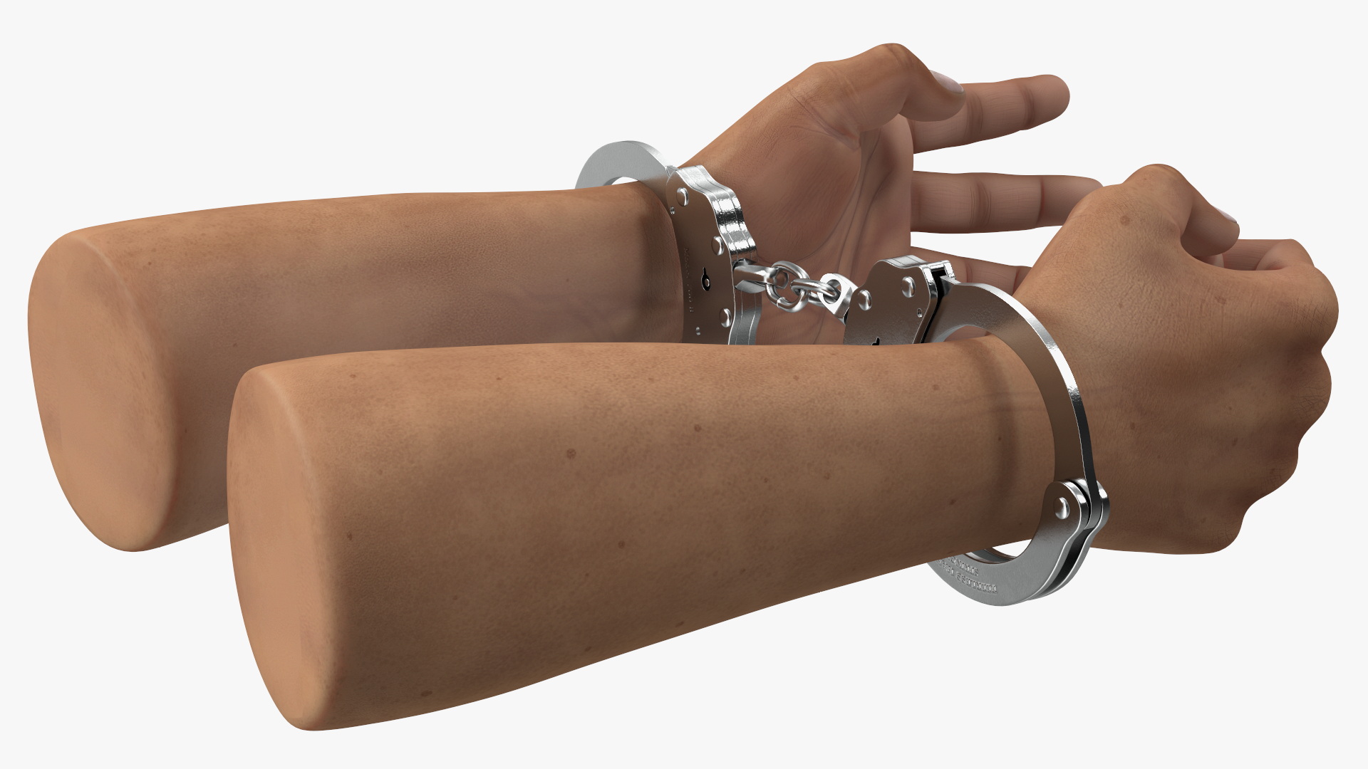 3D Man Hands with Short Chain Handcuffs