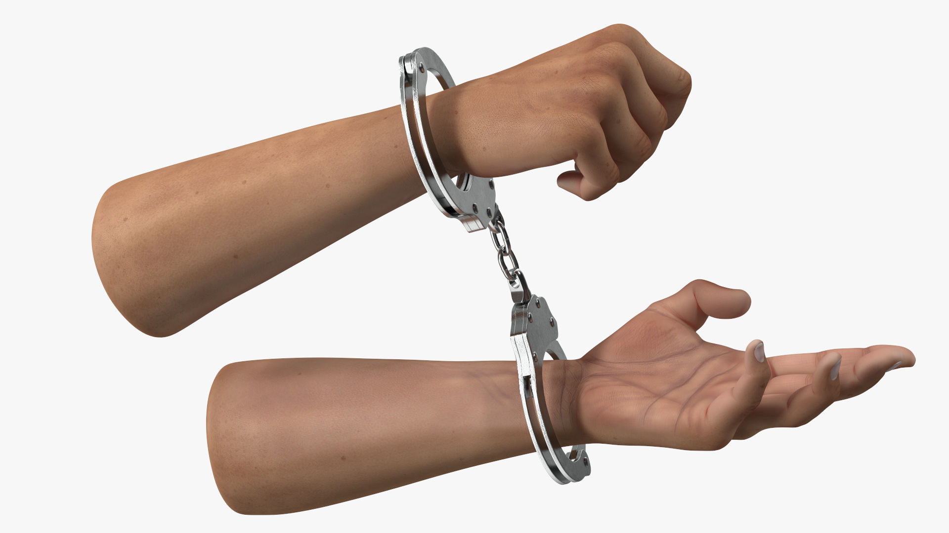 3D Man Hands with Short Chain Handcuffs