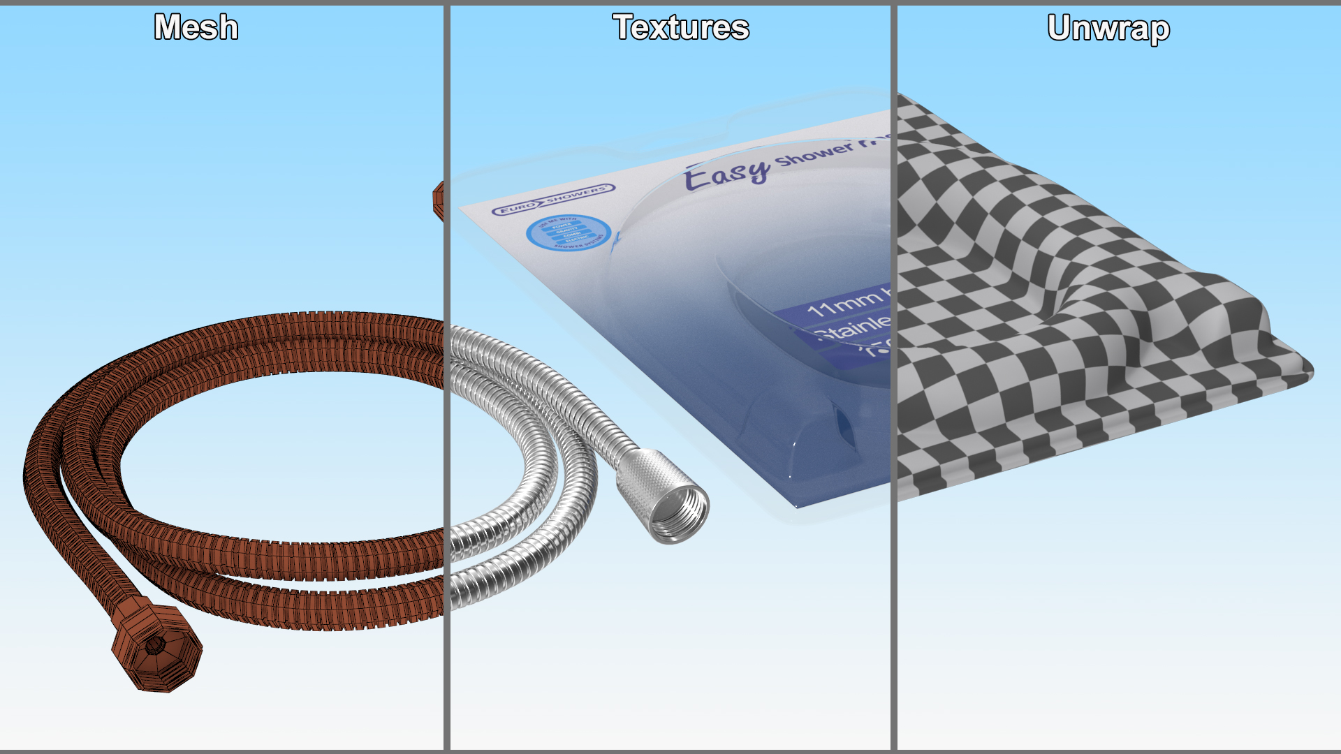 3D model Shower Hose Packed Chrome