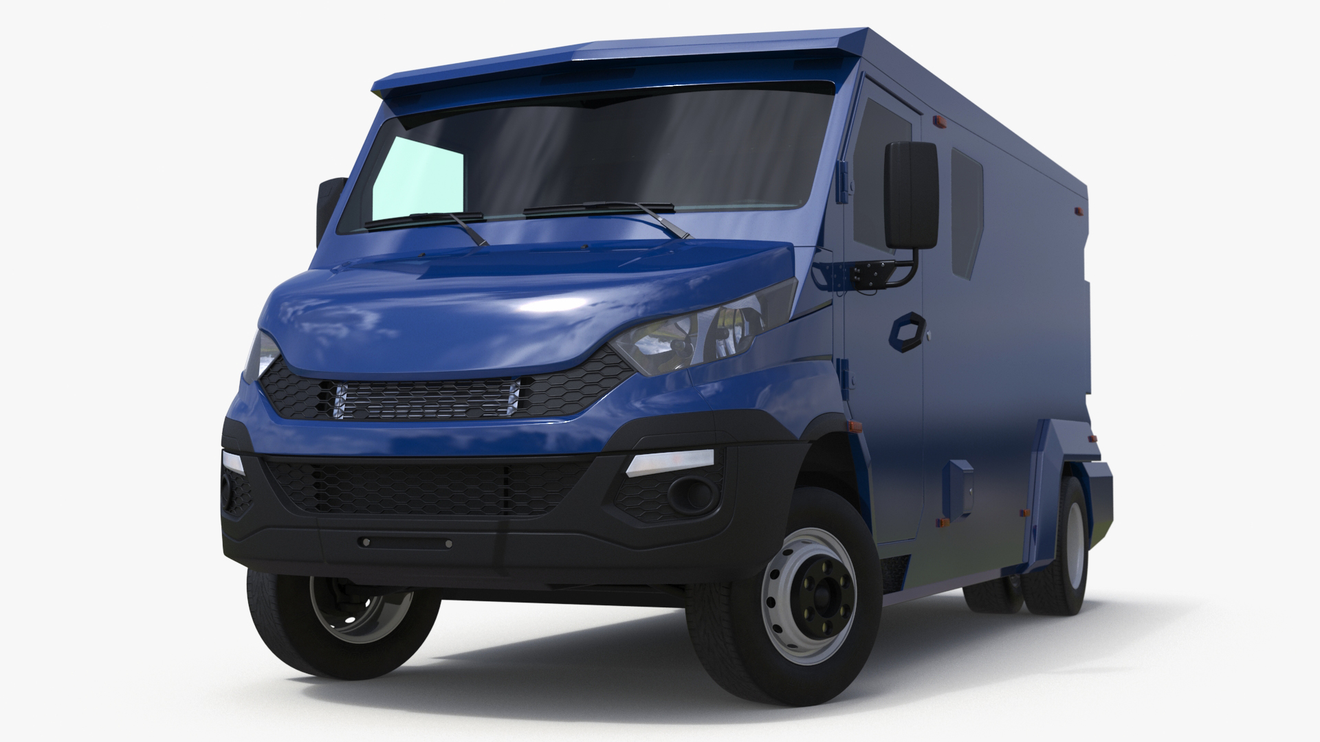 3D Armored Cash Transport Car Blue Rigged model