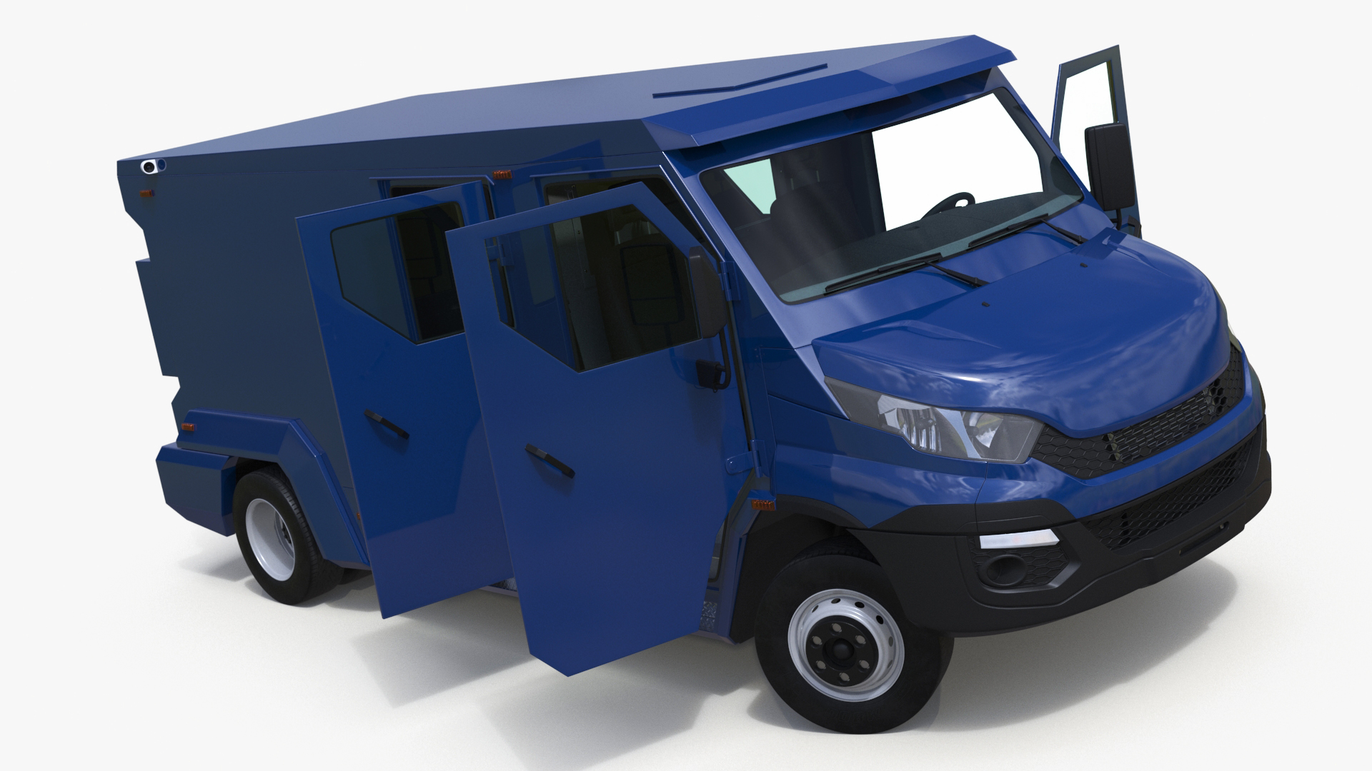 3D Armored Cash Transport Car Blue Rigged model