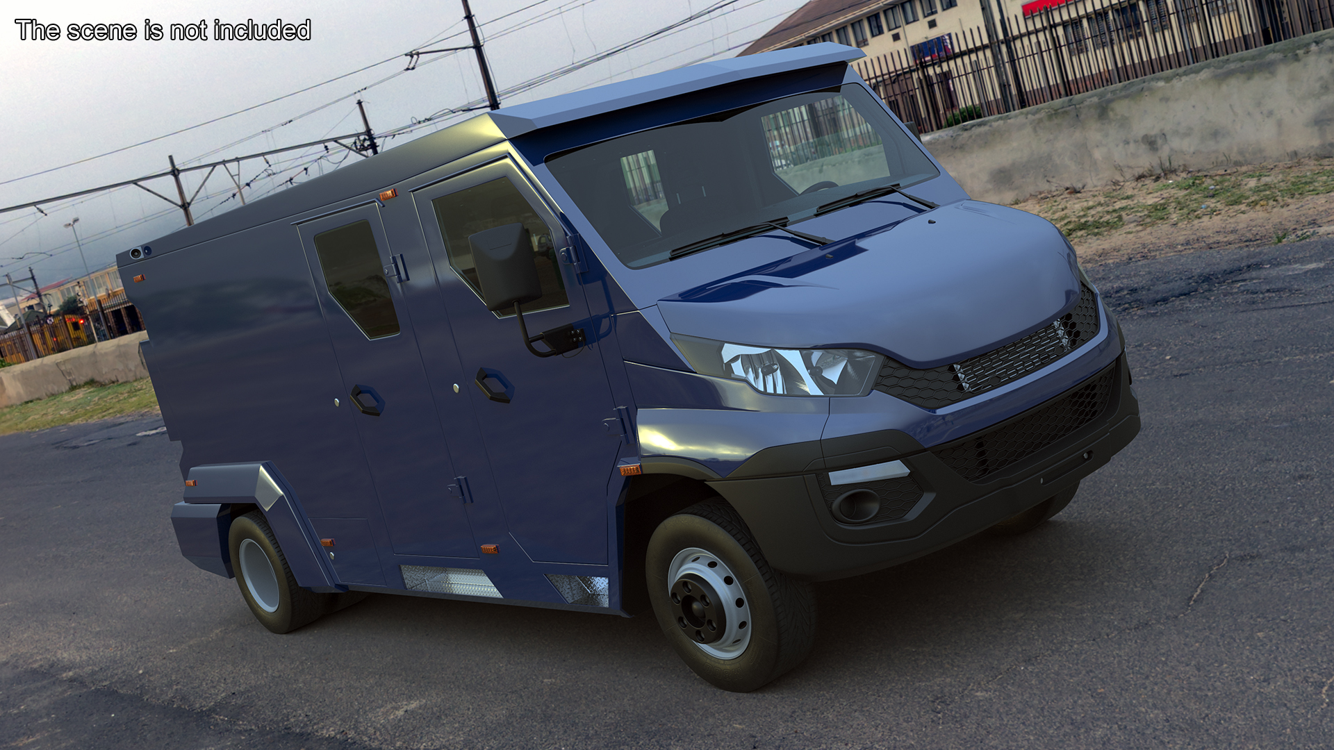 3D Armored Cash Transport Car Blue Rigged model
