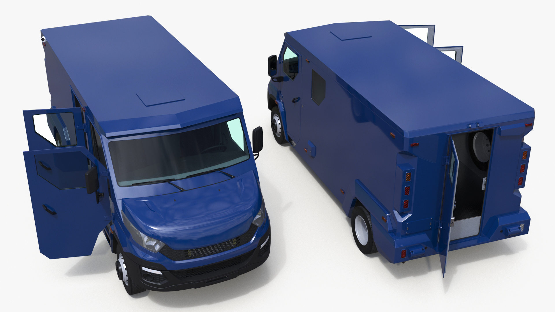 3D Armored Cash Transport Car Blue Rigged model