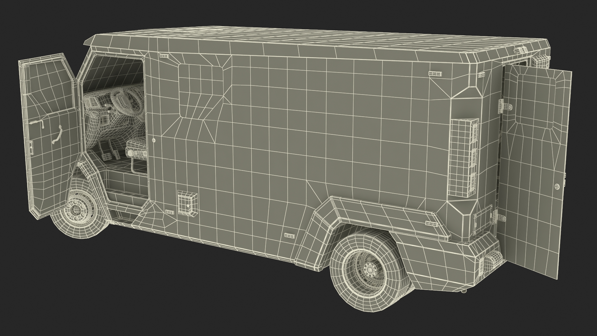 3D Armored Cash Transport Car Blue Rigged model