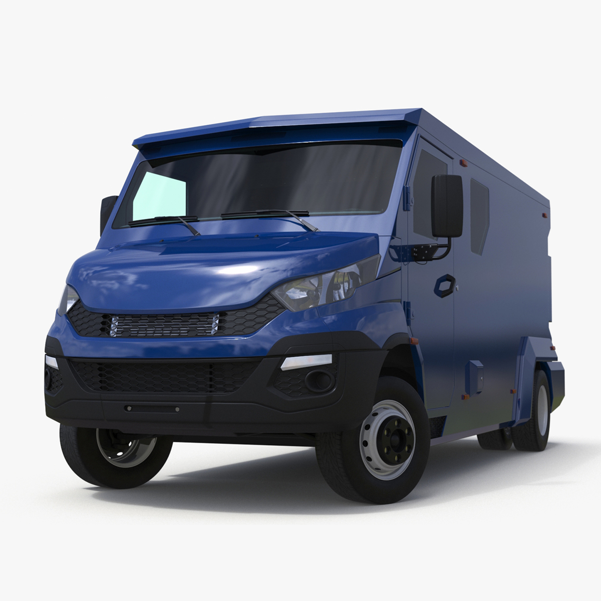 3D Armored Cash Transport Car Blue Rigged model