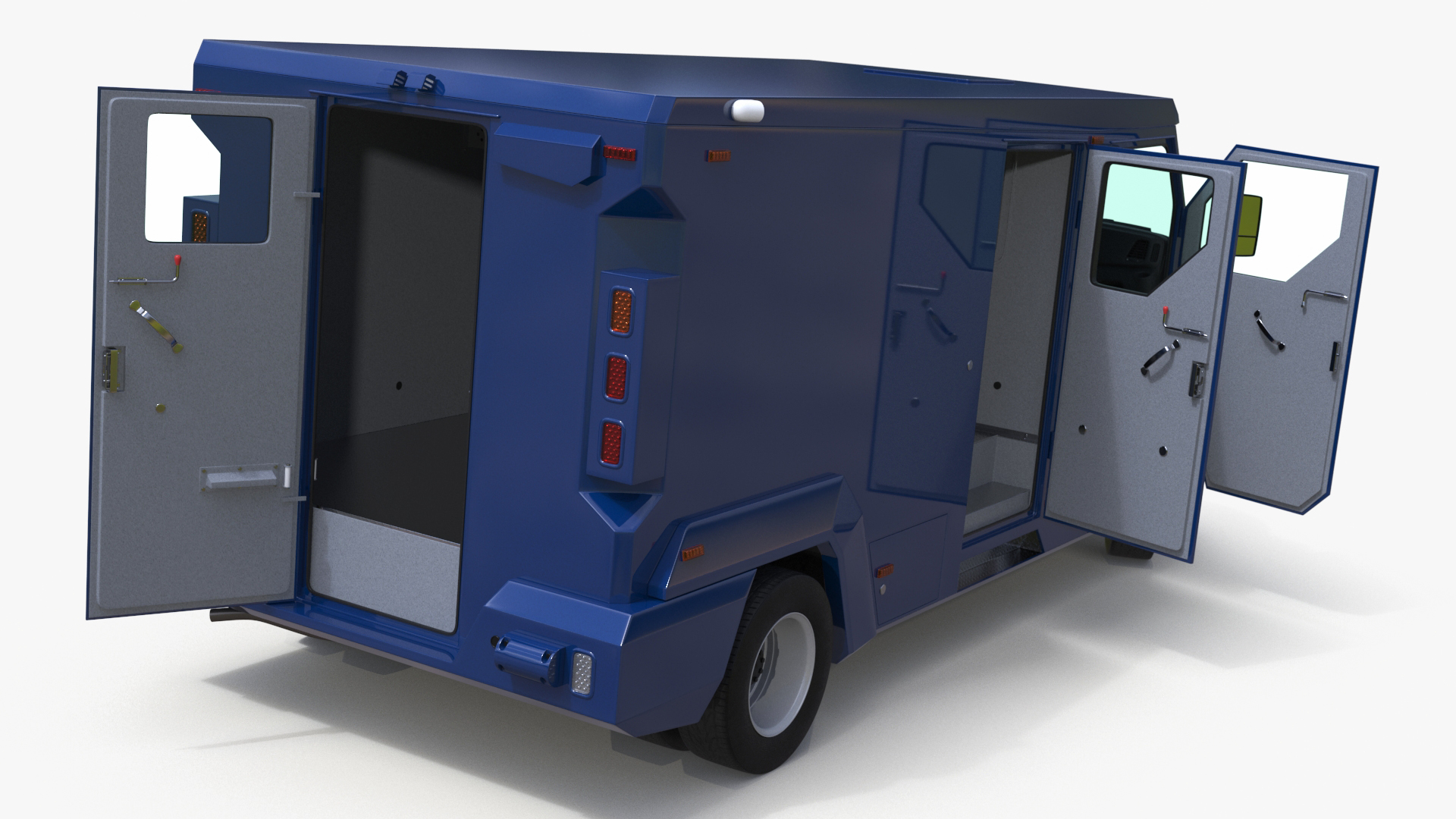3D Armored Cash Transport Car Blue Rigged model