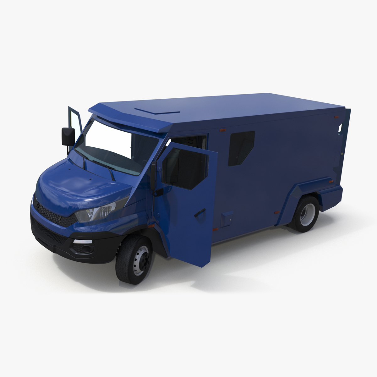 3D Armored Cash Transport Car Blue Rigged model