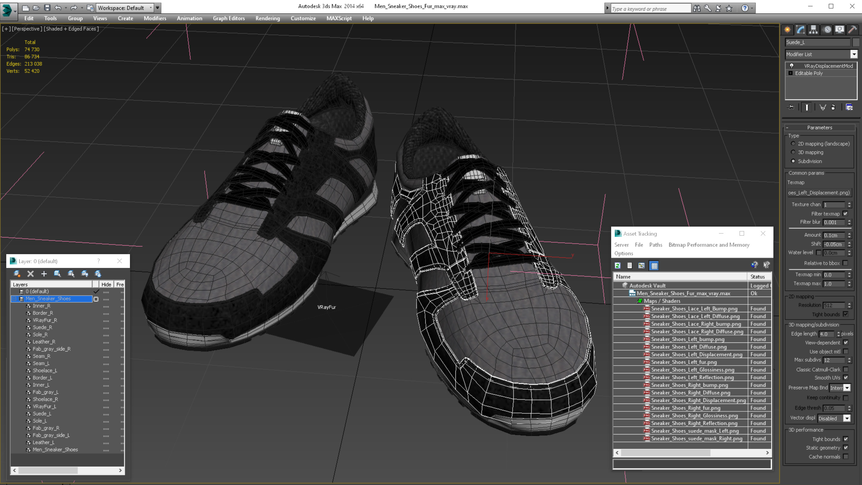 3D Men Sneaker Shoes Fur
