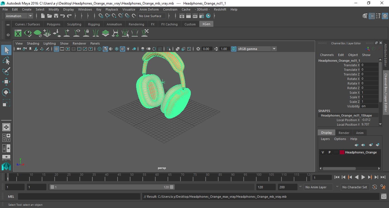 Headphones Orange 3D