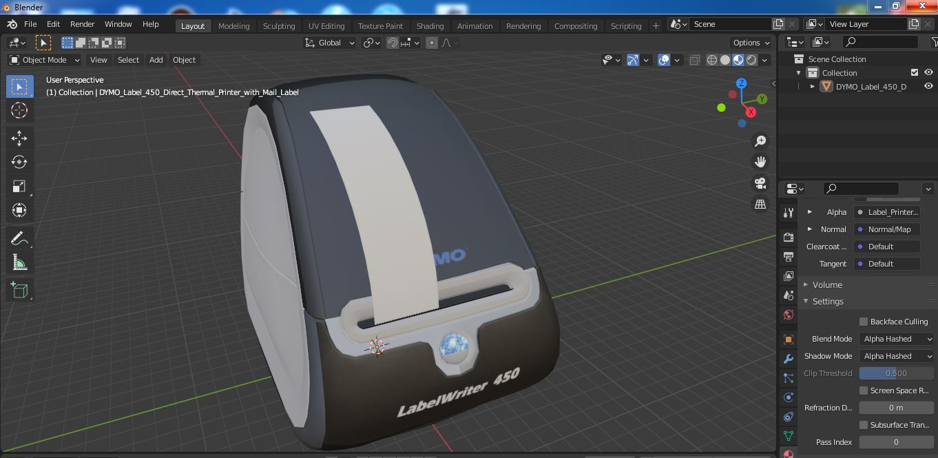 3D DYMO Label 450 Direct Thermal Printer with Mail Label model