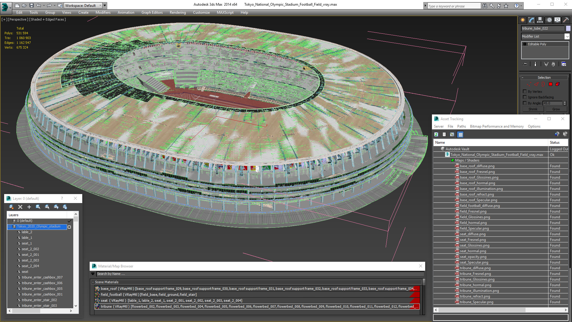 3D model Tokyo National Olympic Stadium Football Field