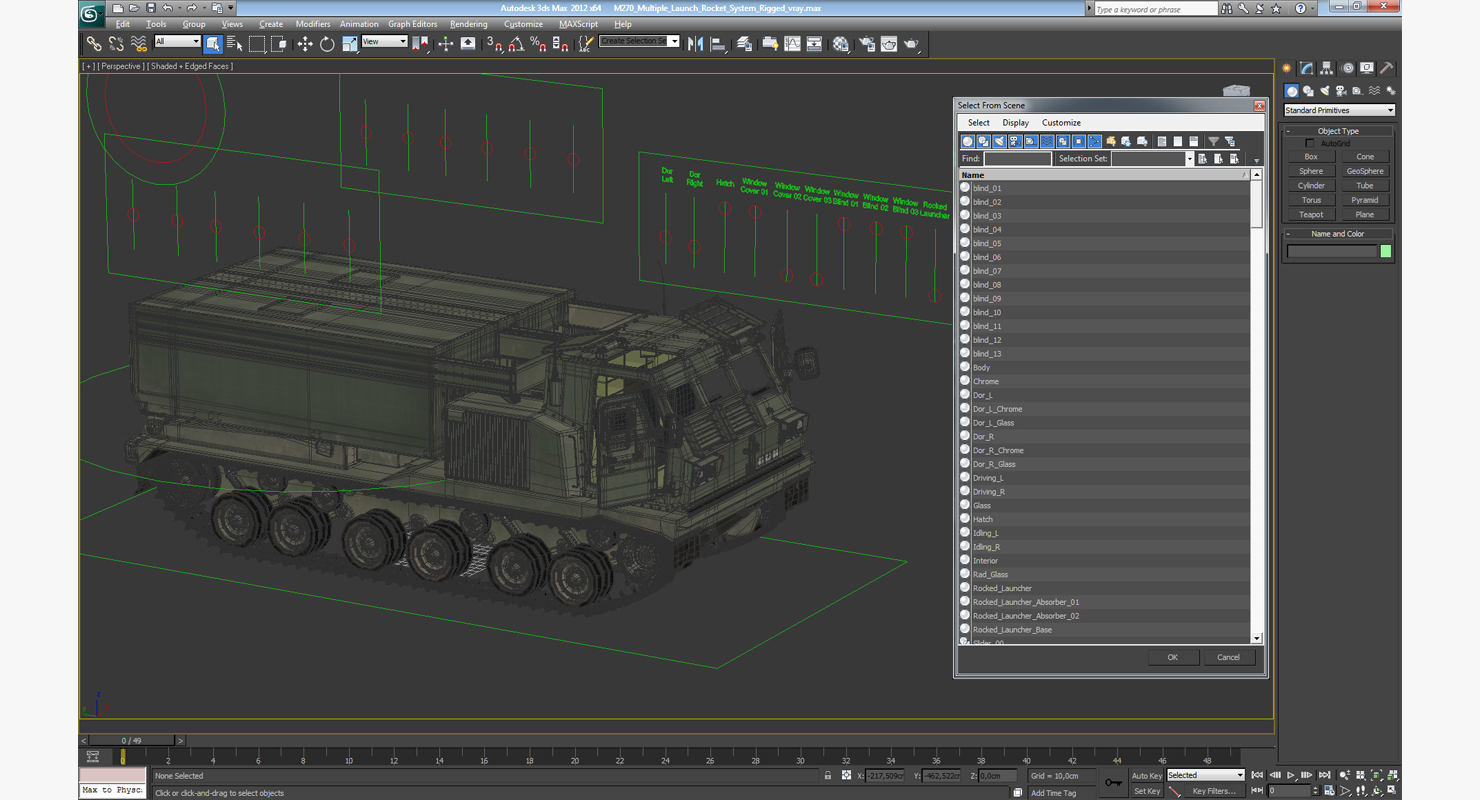 3D M270 Multiple Launch Rocket System Rigged