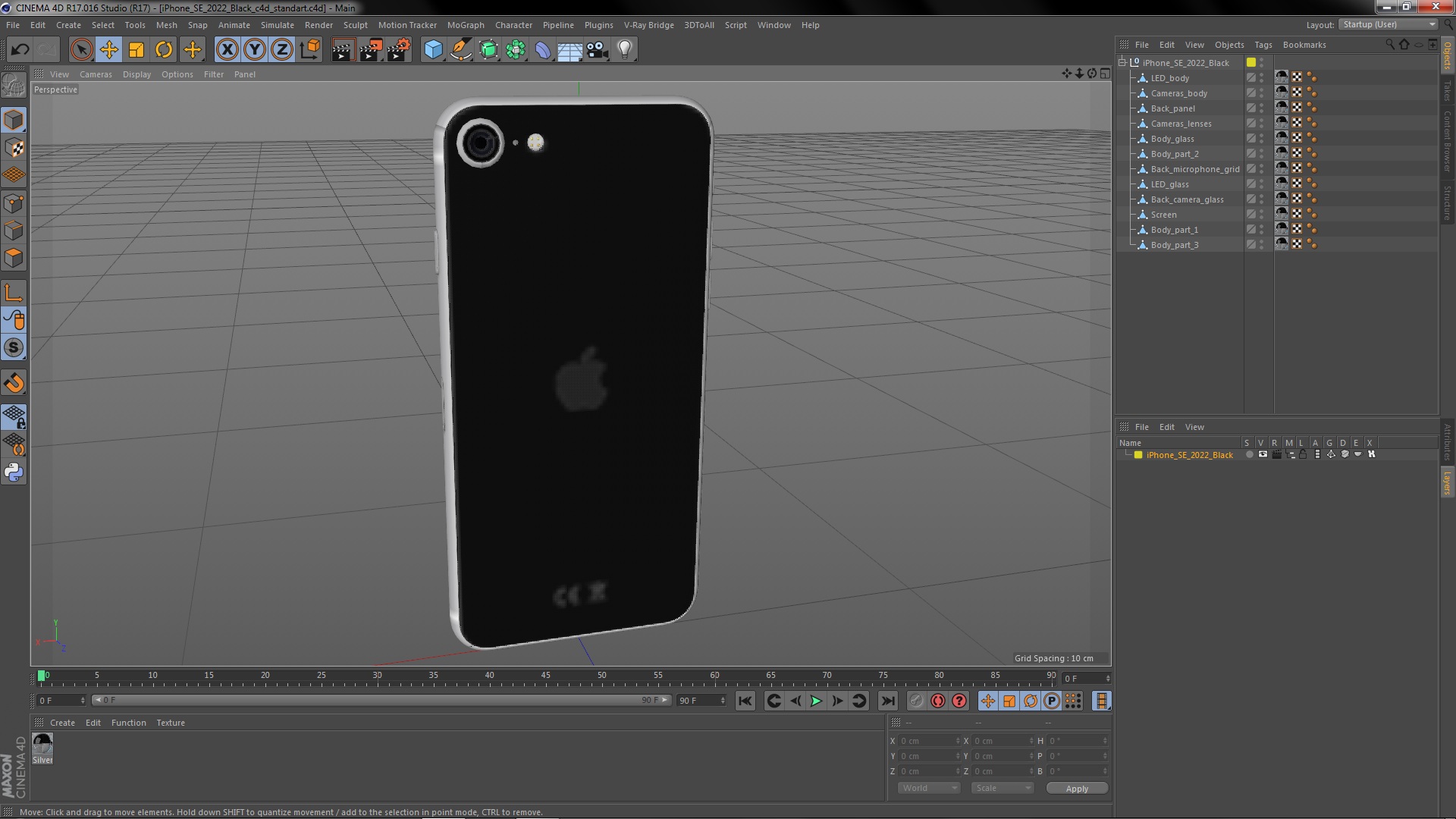 3D model iPhone SE 2022 Black