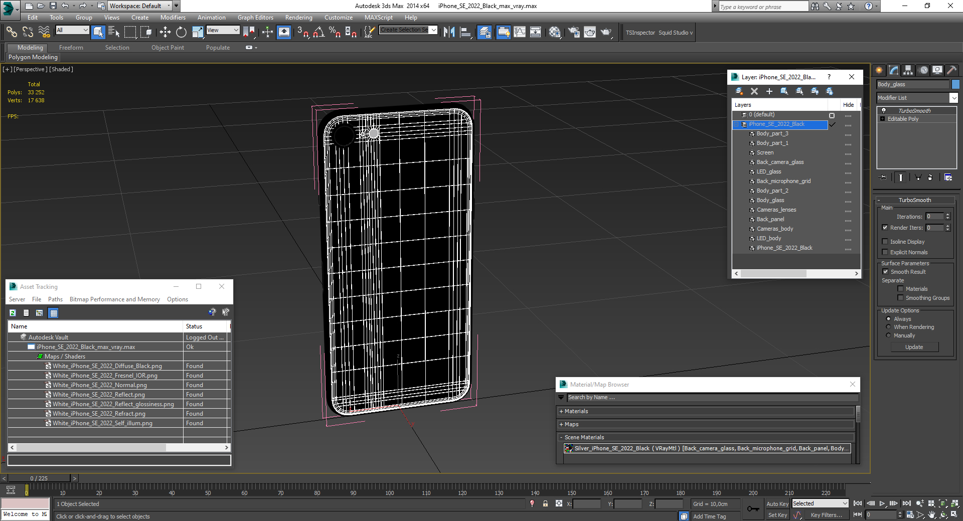 3D model iPhone SE 2022 Black