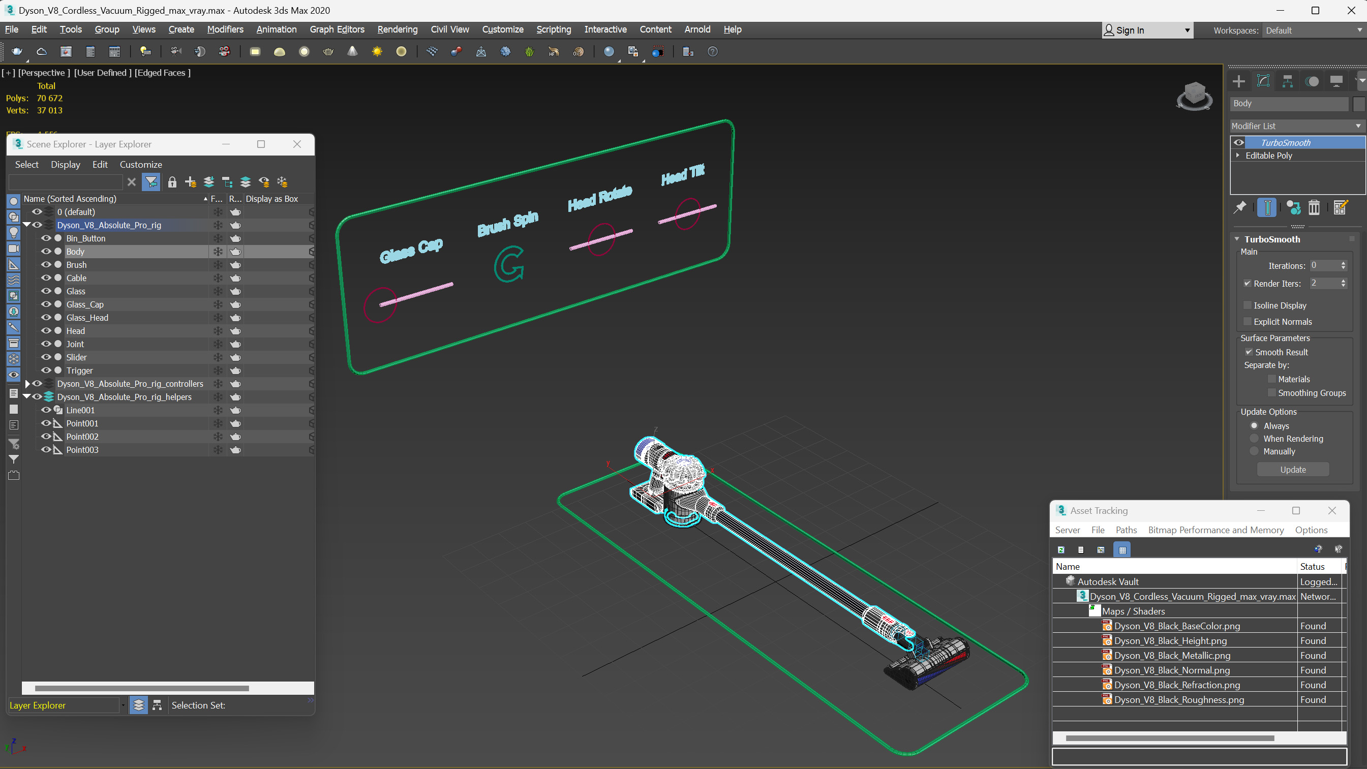 3D Dyson V8 Cordless Vacuum Rigged