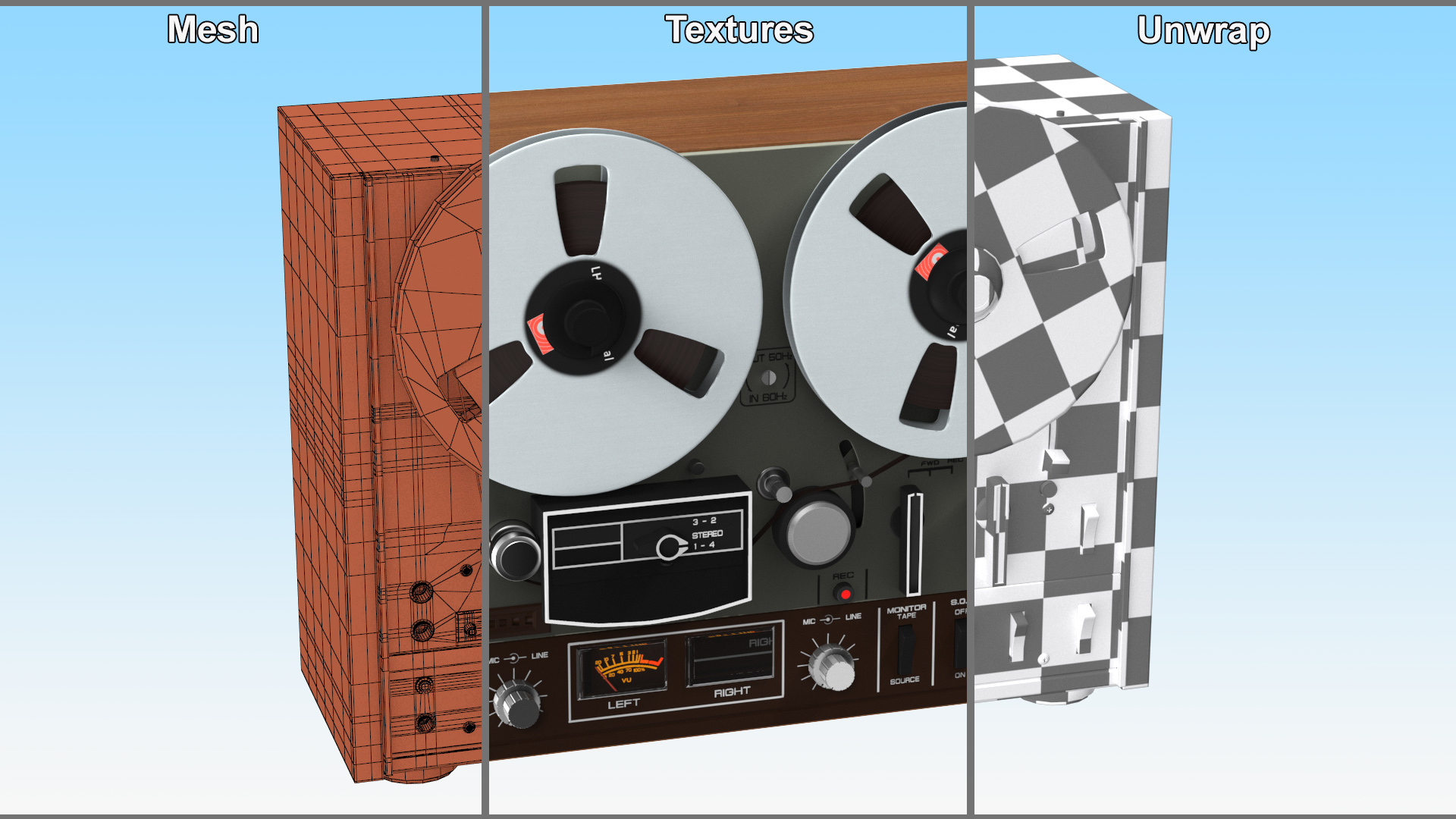 Retro Reel-to-Reel Tape Recorder 3D