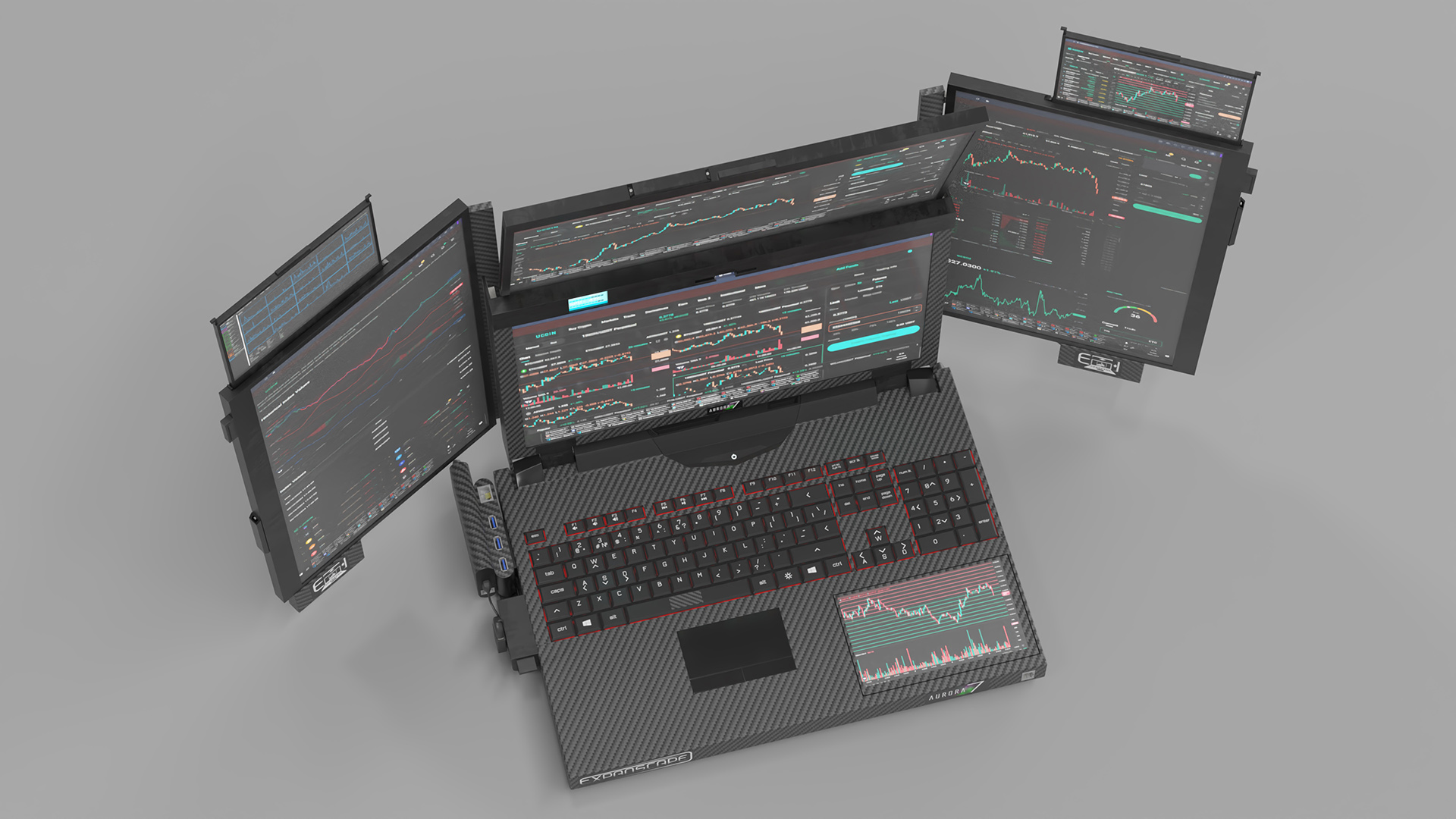 3D Laptop Expanscape Aurora with Miner Software Rigged