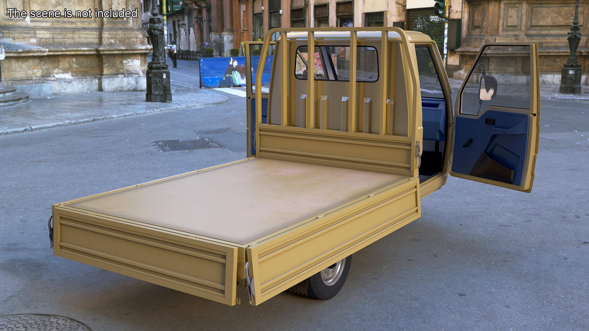 Three Wheel Cargo Tuk-Tuk with Open Body Rigged 3D