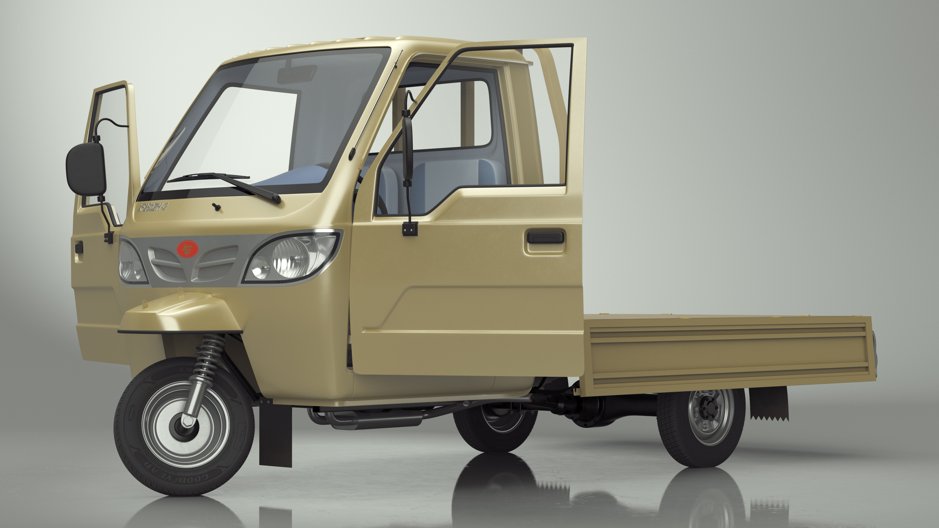 Three Wheel Cargo Tuk-Tuk with Open Body Rigged 3D