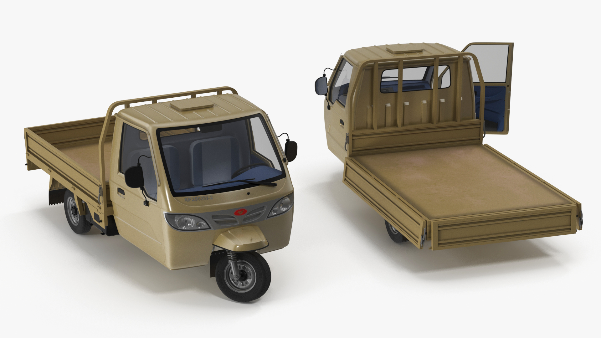 Three Wheel Cargo Tuk-Tuk with Open Body Rigged 3D