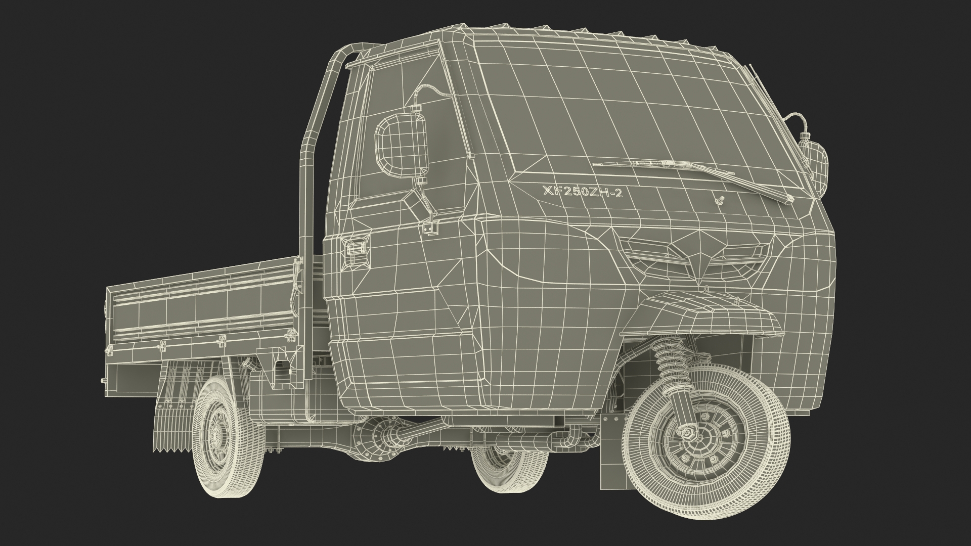 Three Wheel Cargo Tuk-Tuk with Open Body Rigged 3D