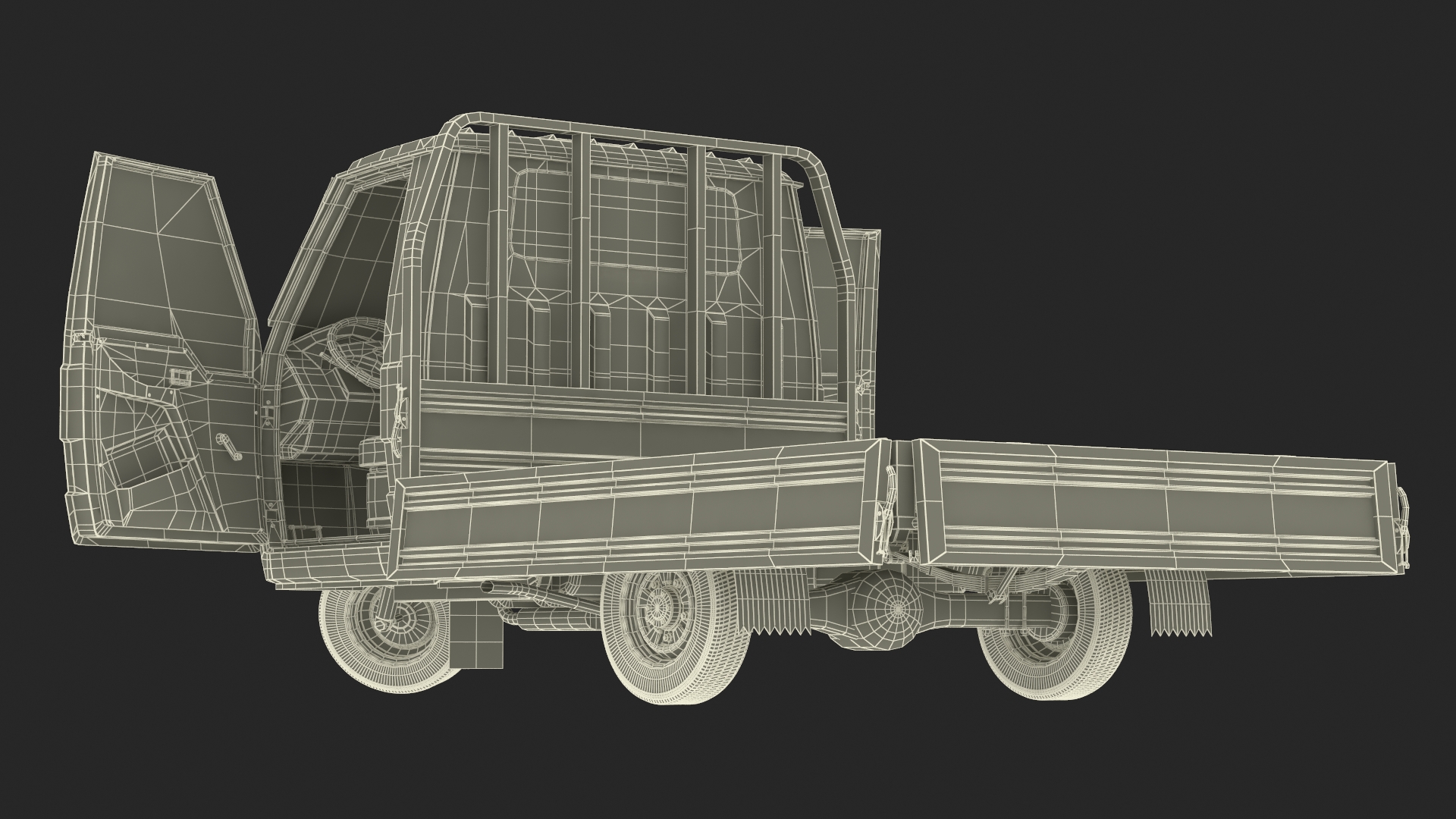 Three Wheel Cargo Tuk-Tuk with Open Body Rigged 3D