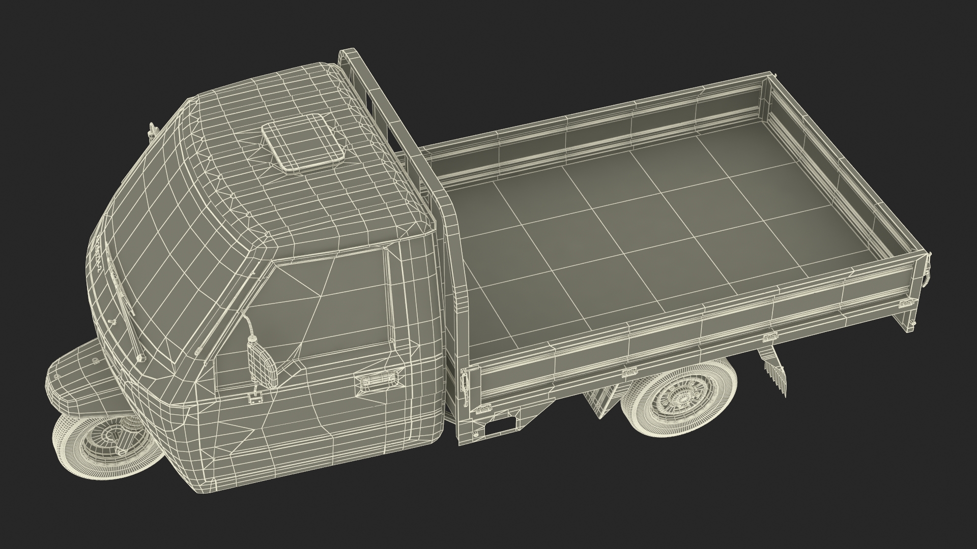 Three Wheel Cargo Tuk-Tuk with Open Body Rigged 3D