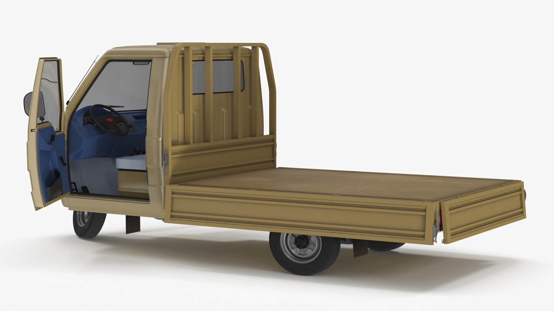Three Wheel Cargo Tuk-Tuk with Open Body Rigged 3D
