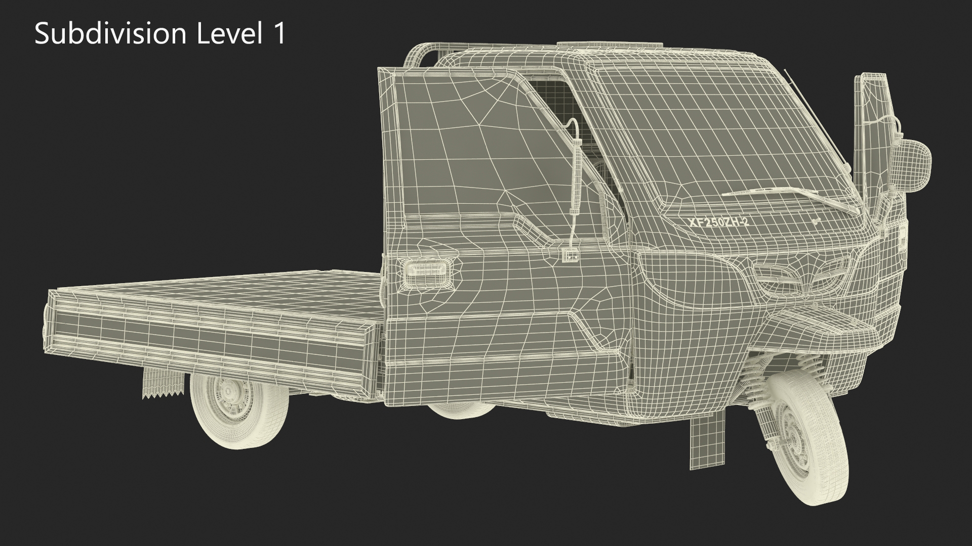 Three Wheel Cargo Tuk-Tuk with Open Body Rigged 3D