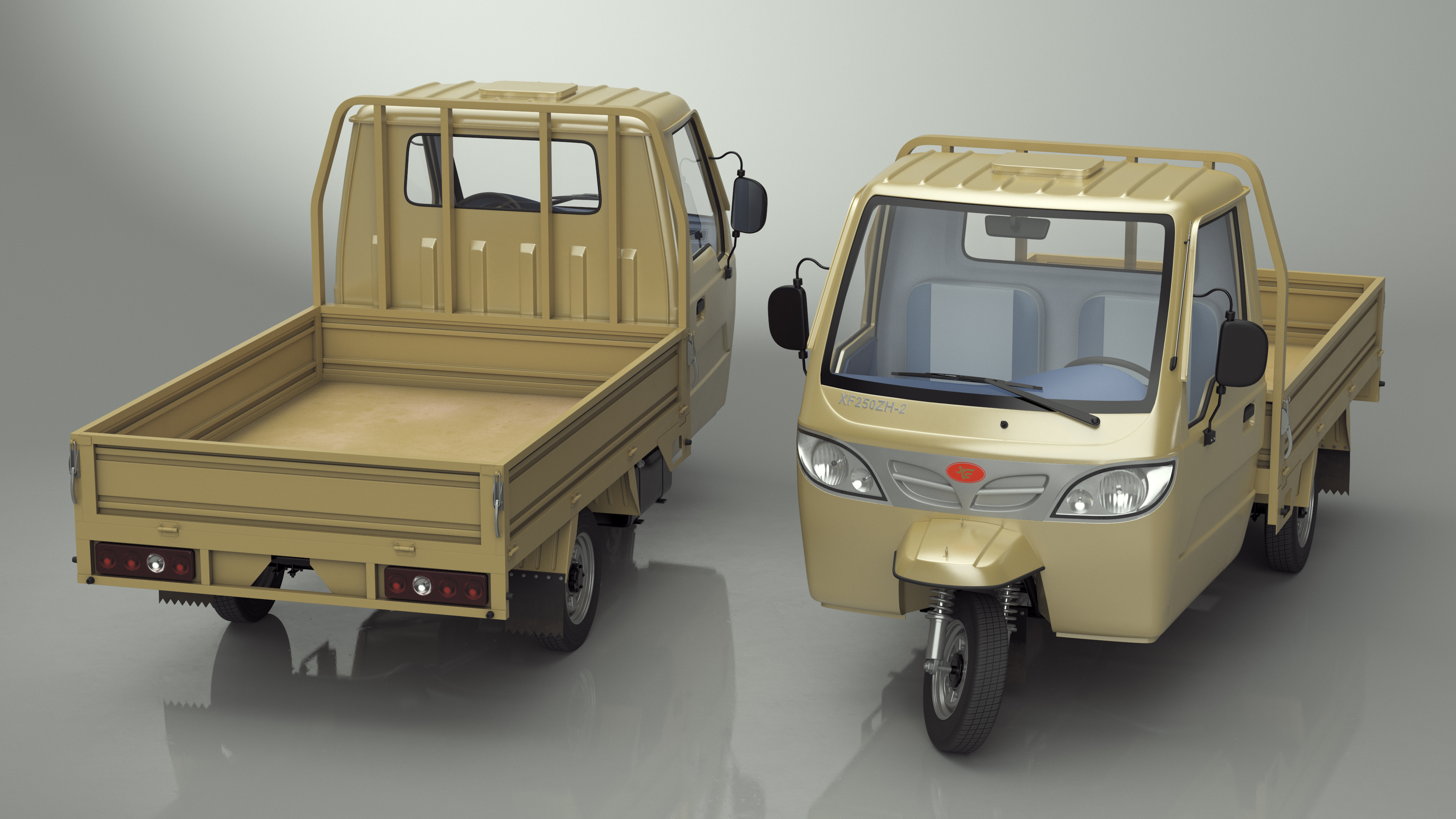 Three Wheel Cargo Tuk-Tuk with Open Body Rigged 3D