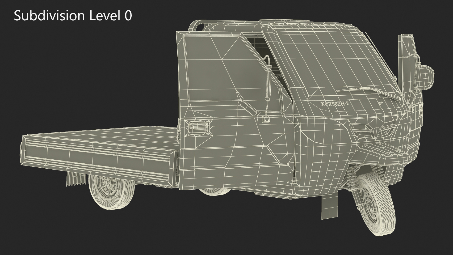 Three Wheel Cargo Tuk-Tuk with Open Body Rigged 3D