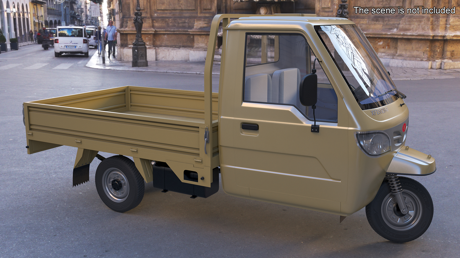 Three Wheel Cargo Tuk-Tuk with Open Body Rigged 3D