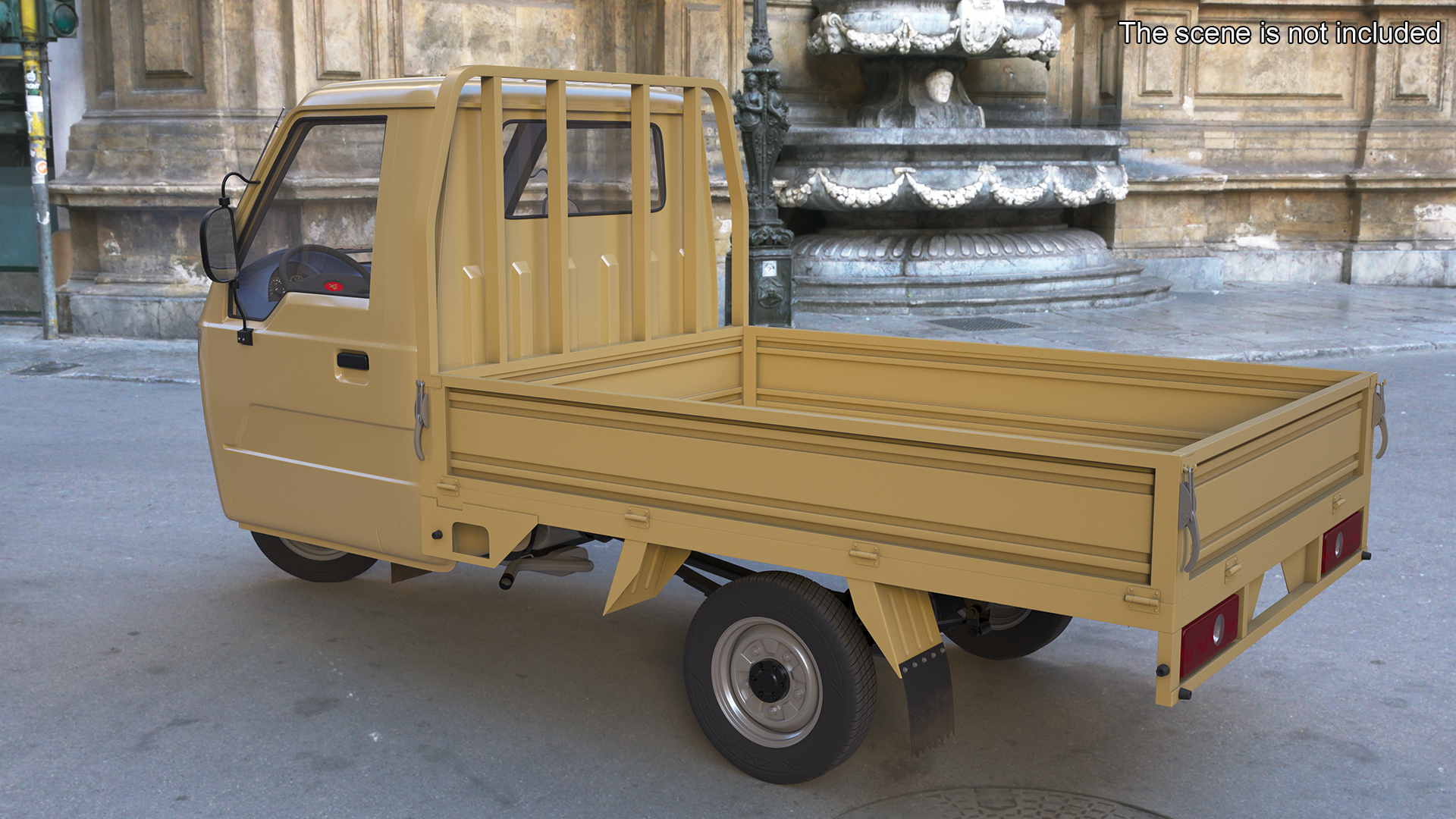 Three Wheel Cargo Tuk-Tuk with Open Body Rigged 3D