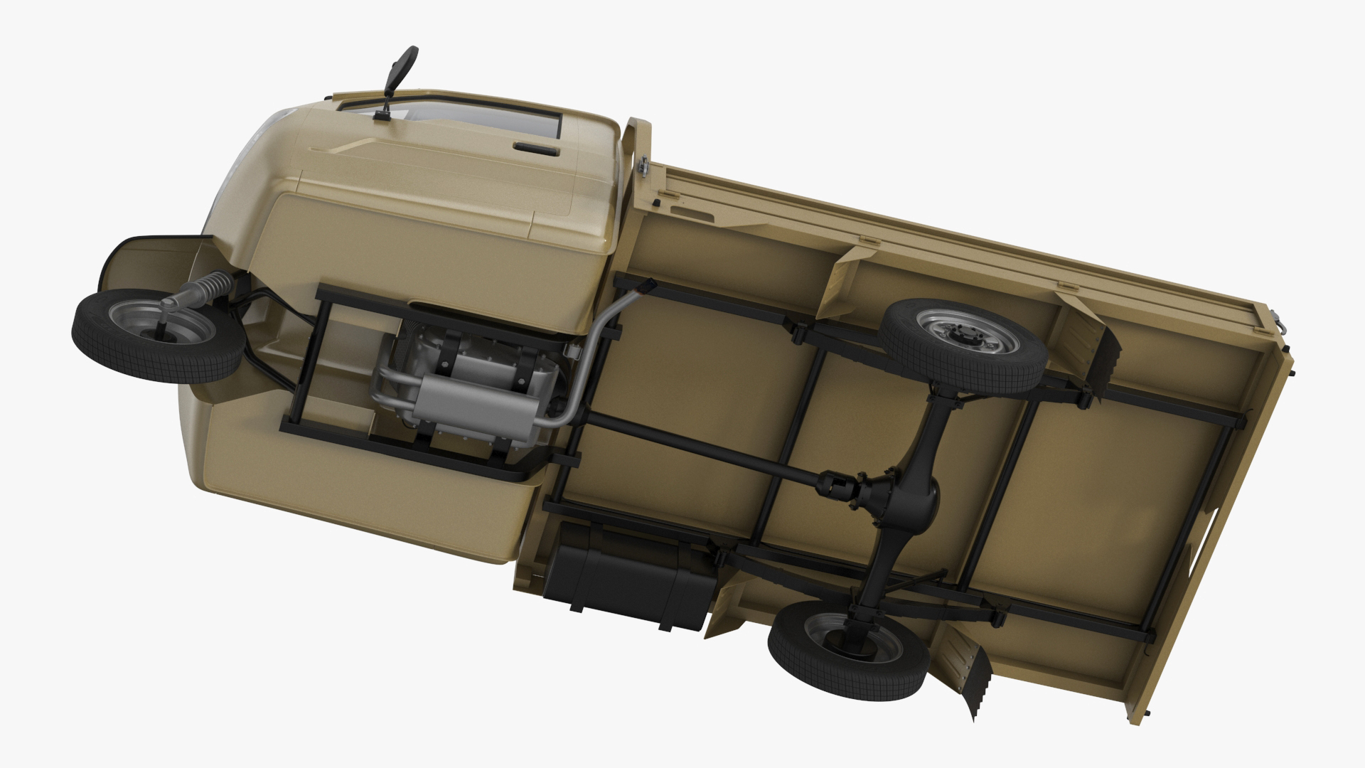 Three Wheel Cargo Tuk-Tuk with Open Body Rigged 3D