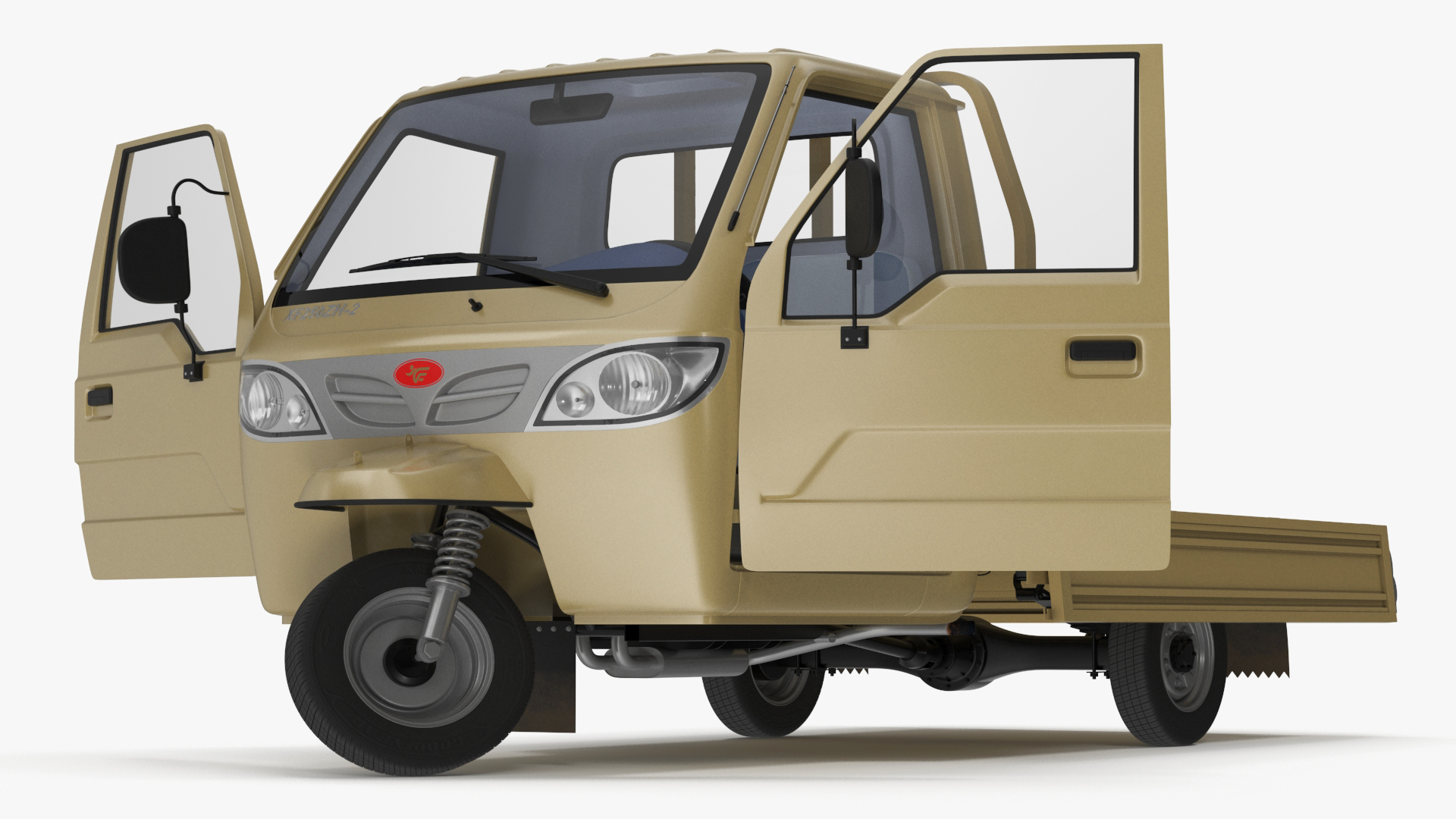 Three Wheel Cargo Tuk-Tuk with Open Body Rigged 3D