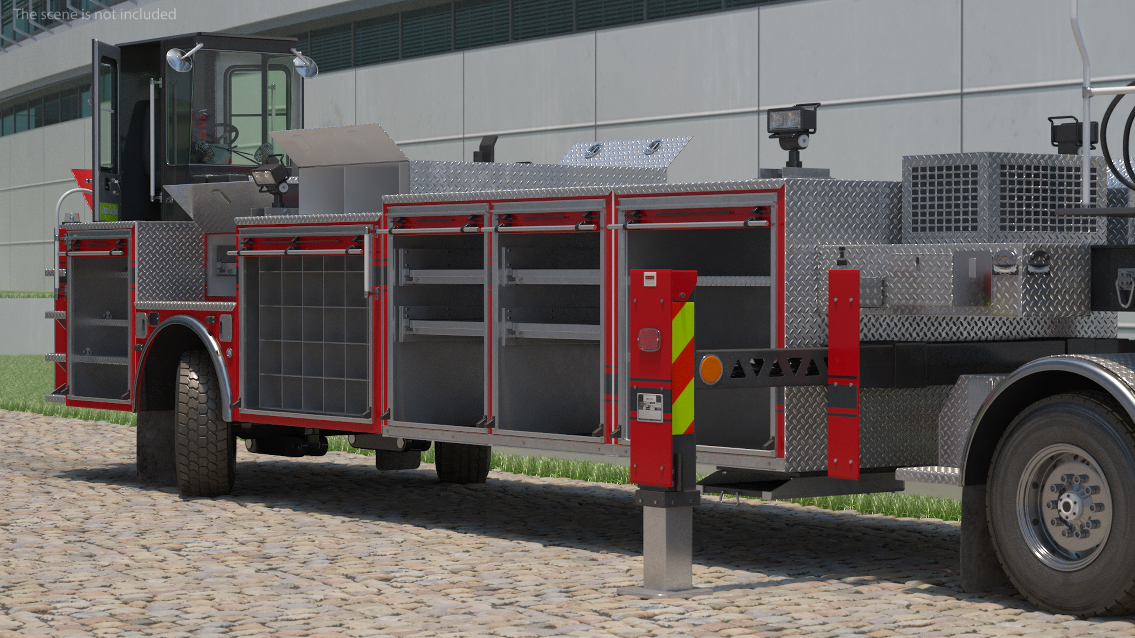 Velocity Ascendant Heavy Duty Black Fire Truck with Tiller Aerial Ladder Rigged 3D model