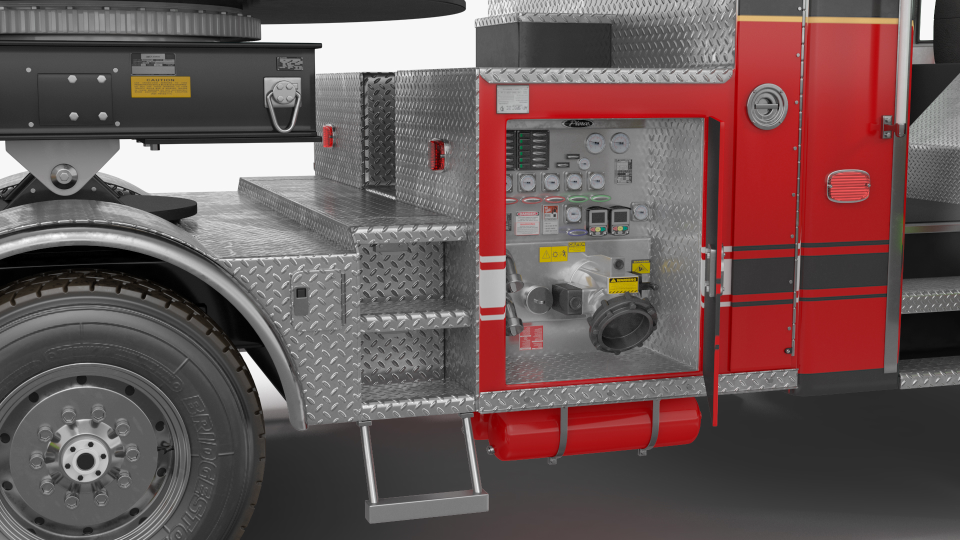 Velocity Ascendant Heavy Duty Black Fire Truck with Tiller Aerial Ladder Rigged 3D model