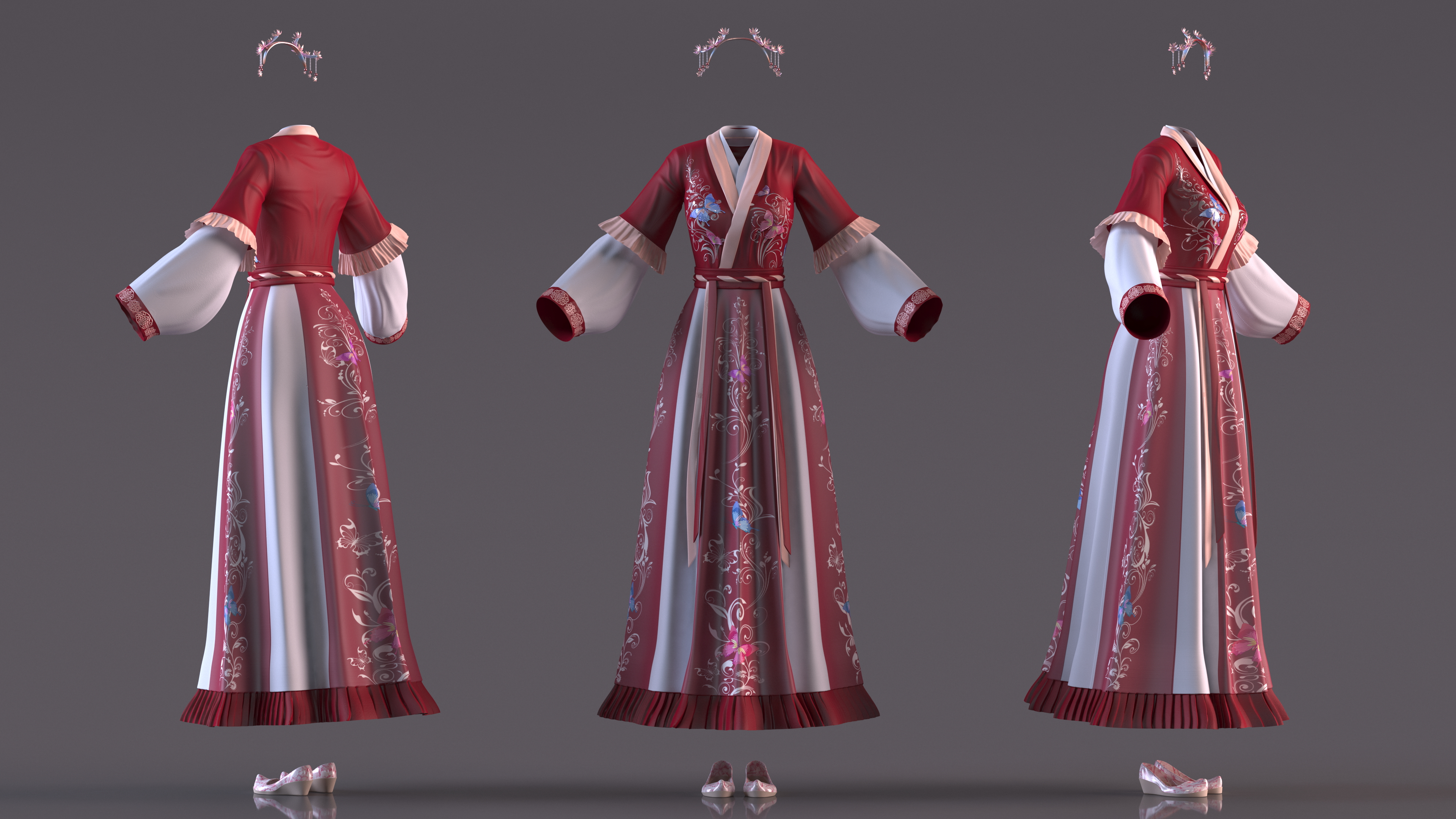 Clothes Set Traditional Chinese Style for Women 3D