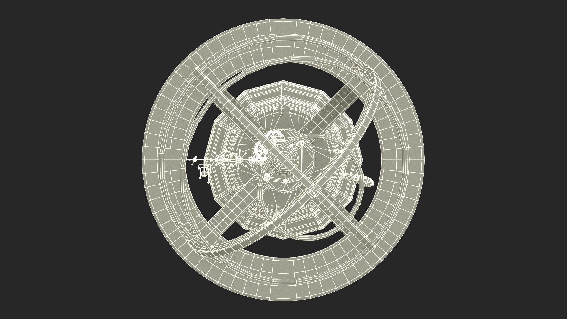 Silver Solar System Orrery with Marble Base Rigged for Maya 3D model