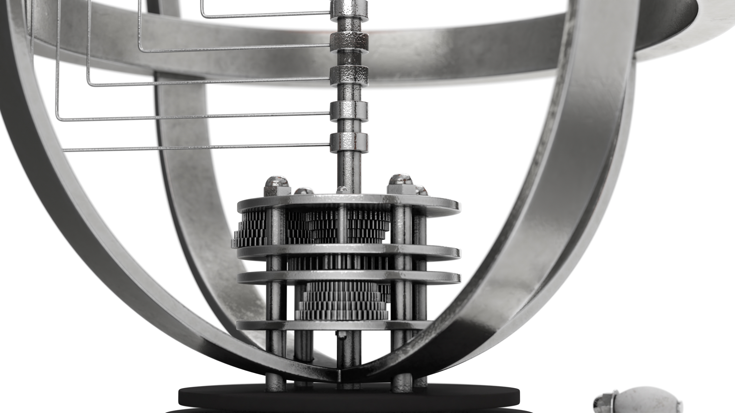 Silver Solar System Orrery with Marble Base Rigged for Maya 3D model